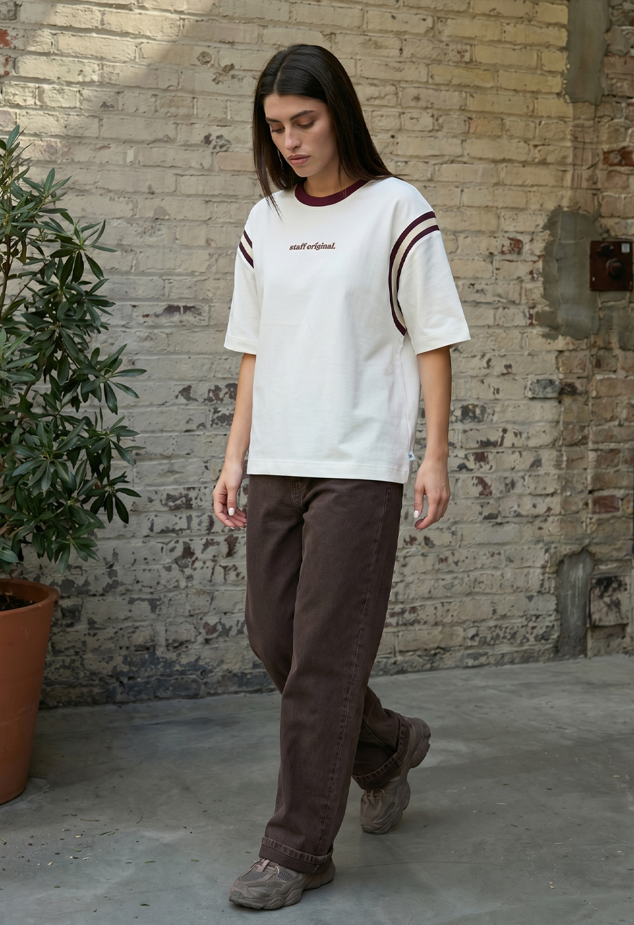 Koszulka Staff en milk & dark bordo