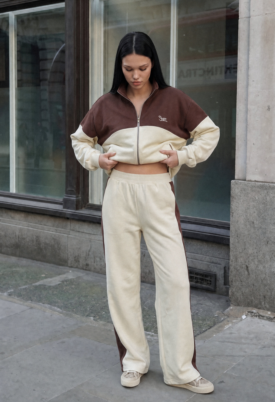 Dres Staff zip brown & milk logo oversize