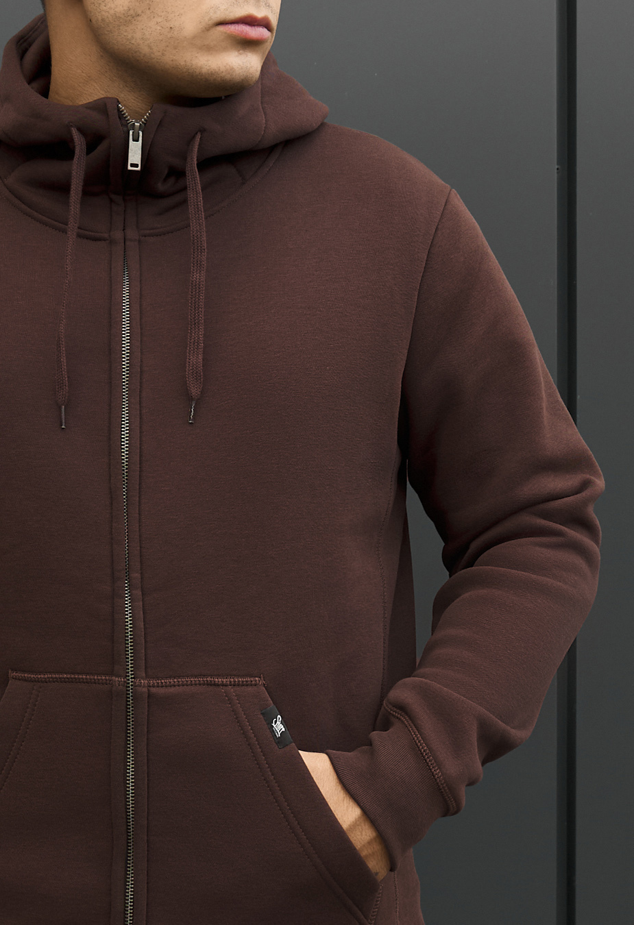 Bluza Staff zip dark brown fleece