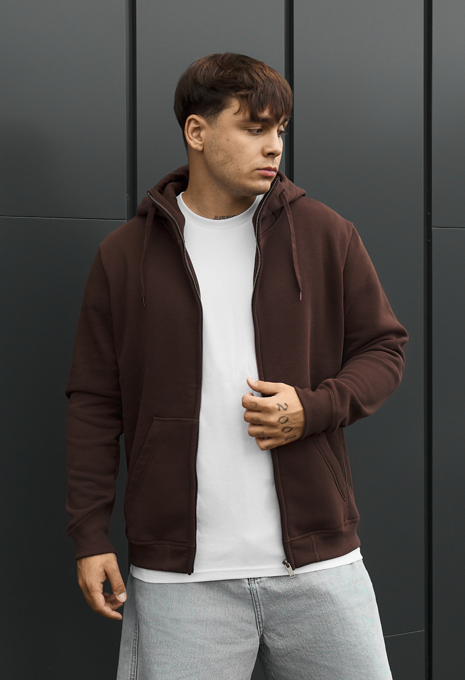 Bluza Staff zip dark brown fleece