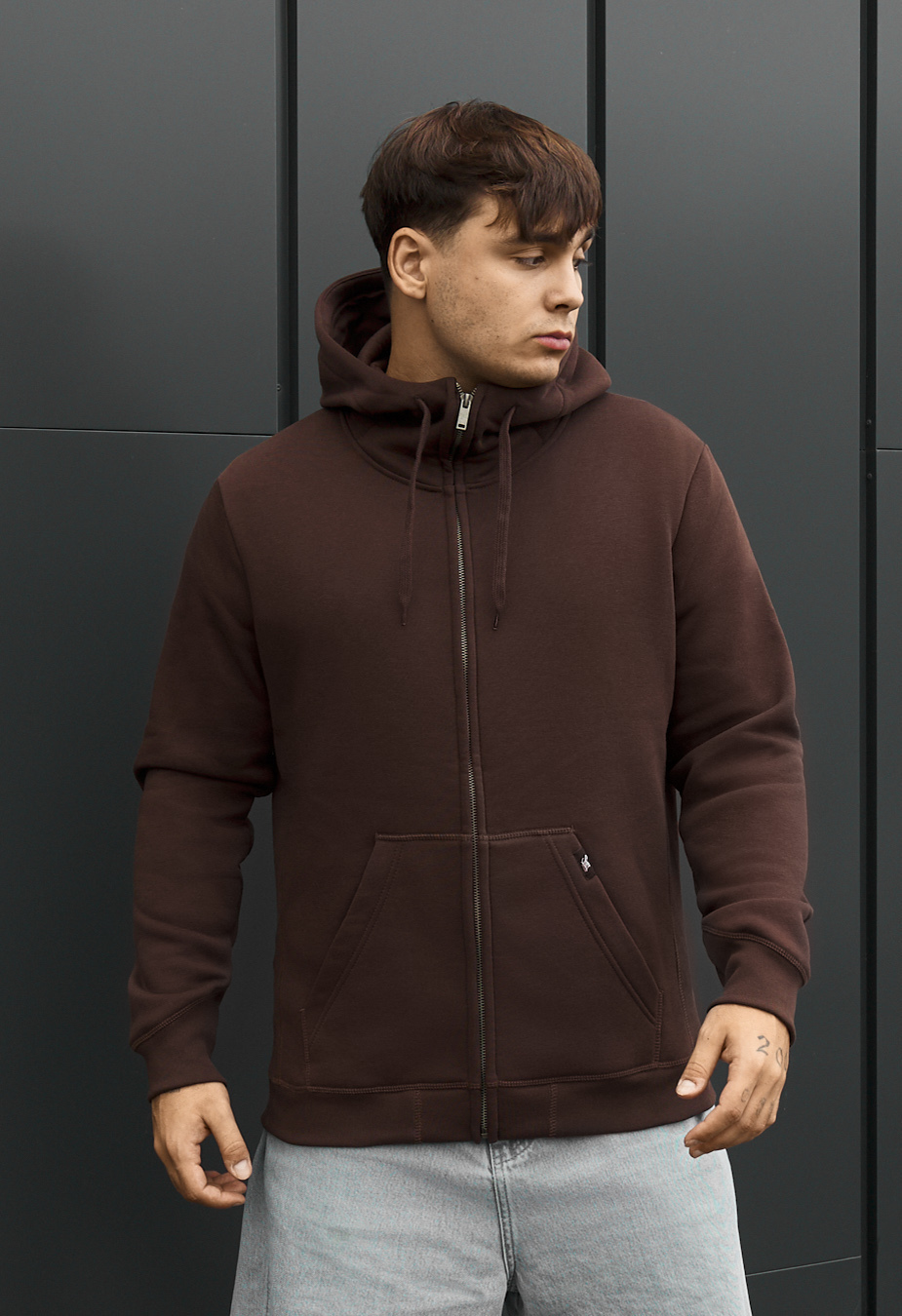 Bluza Staff zip dark brown fleece