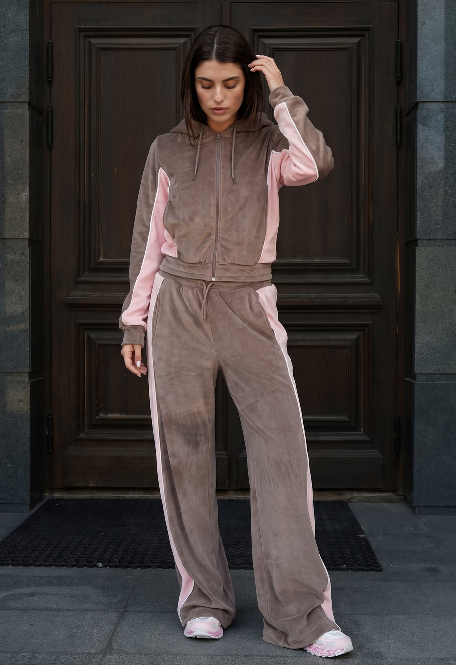 Dres Staff light brown & pink fleece