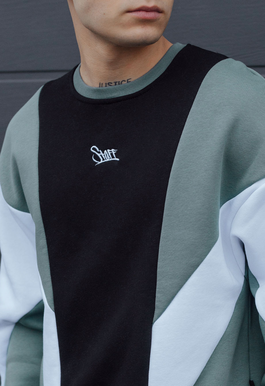 Bluza Staff retro turquoise oversize fleece