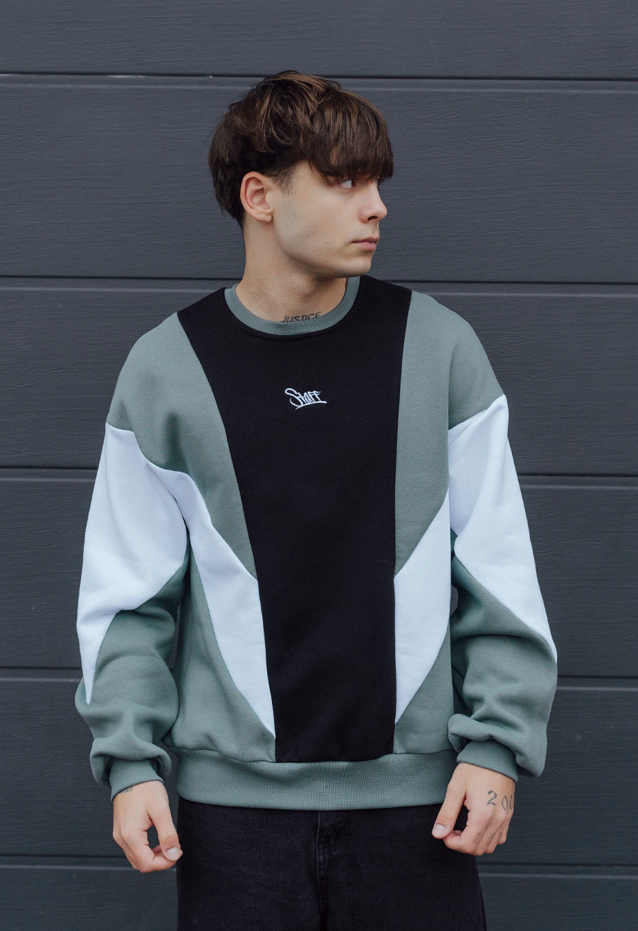 Bluza Staff retro turquoise oversize fleece