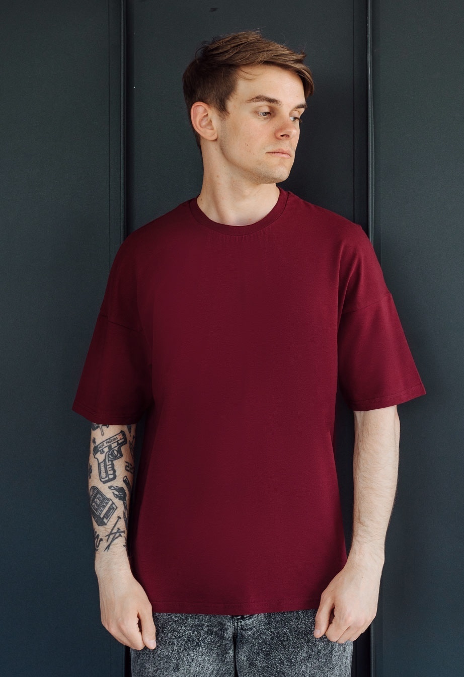 Koszulka Staff bordo basic oversize