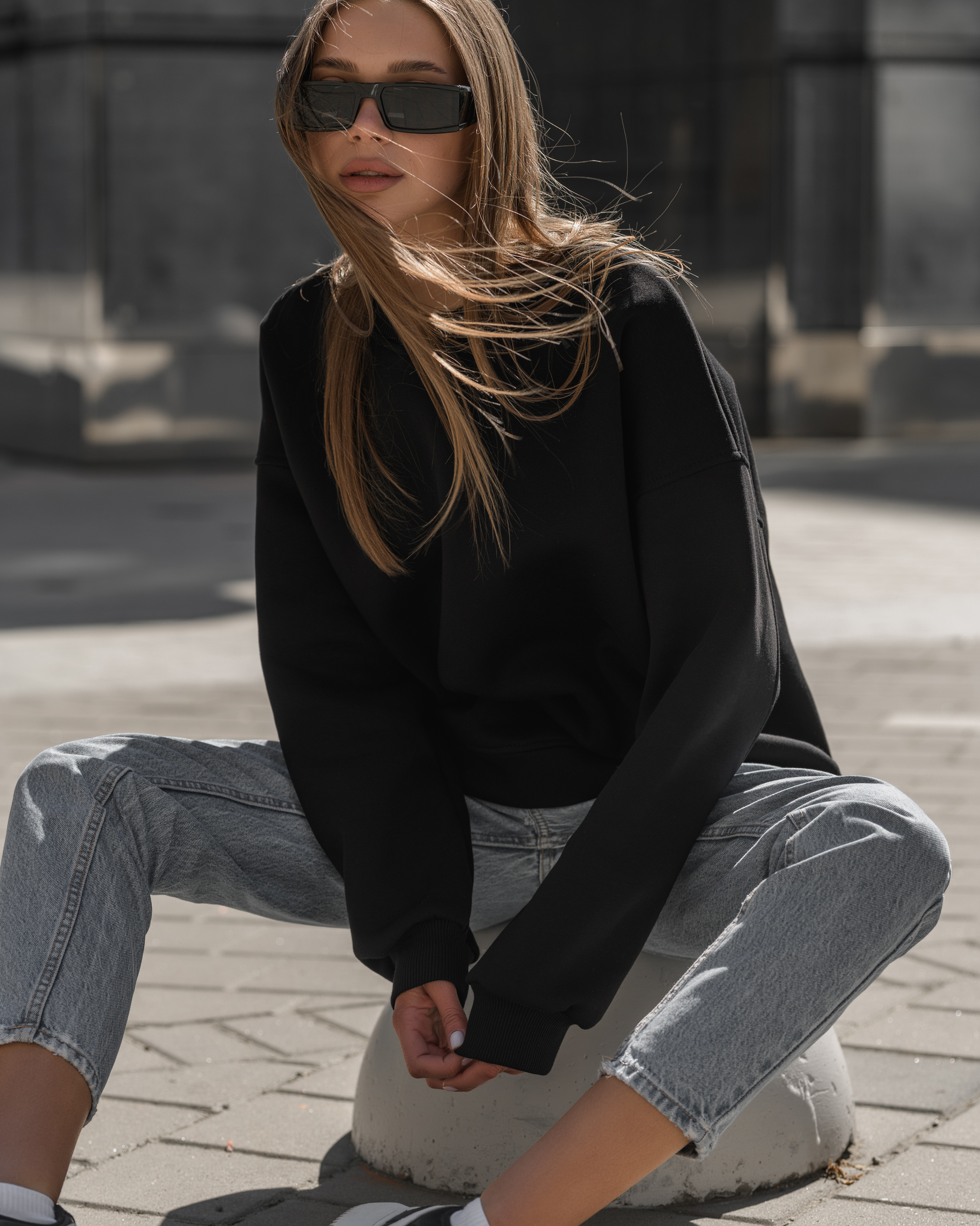 Damska bluza Staff vi black oversize fleece