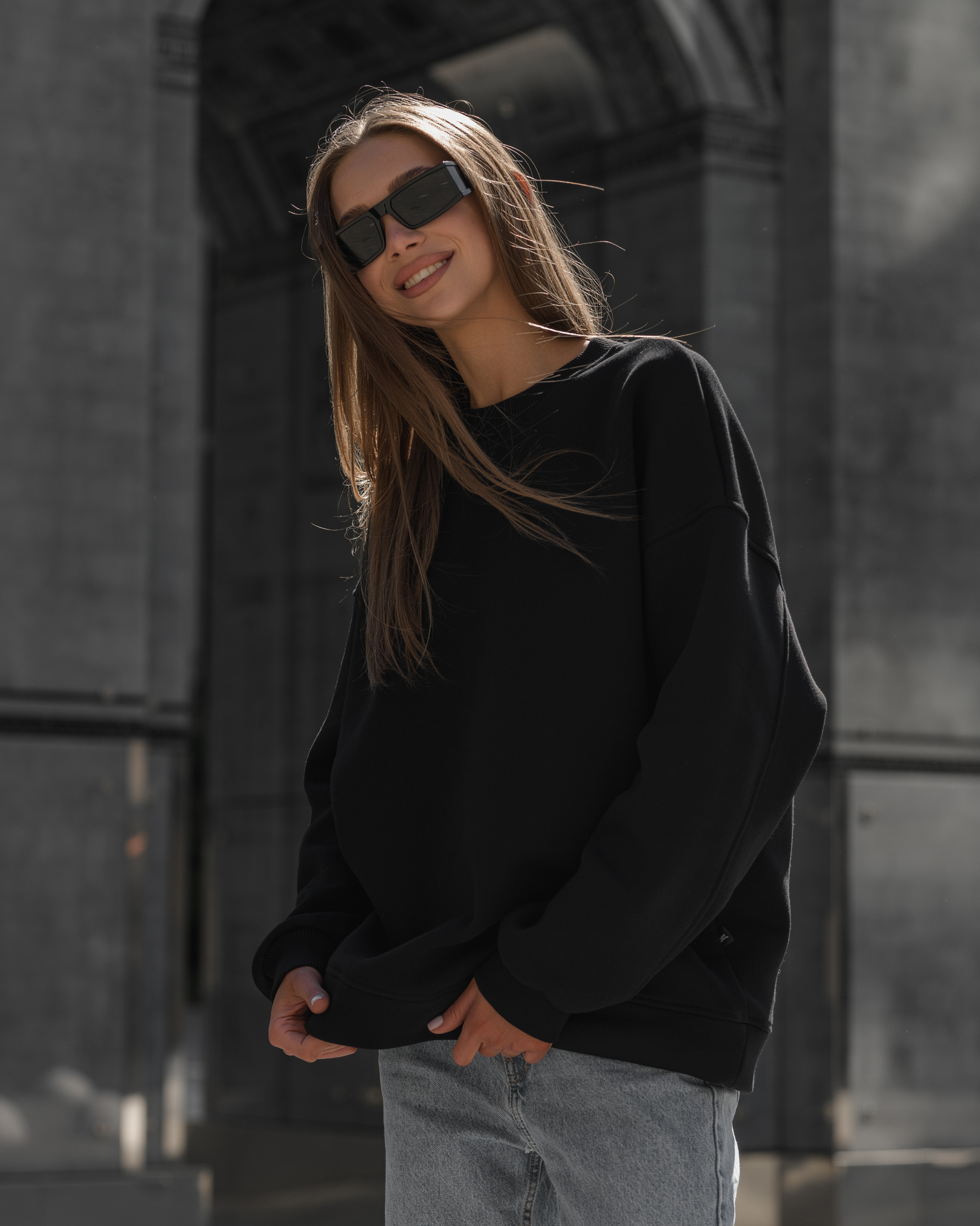 Damska bluza Staff vi black oversize fleece