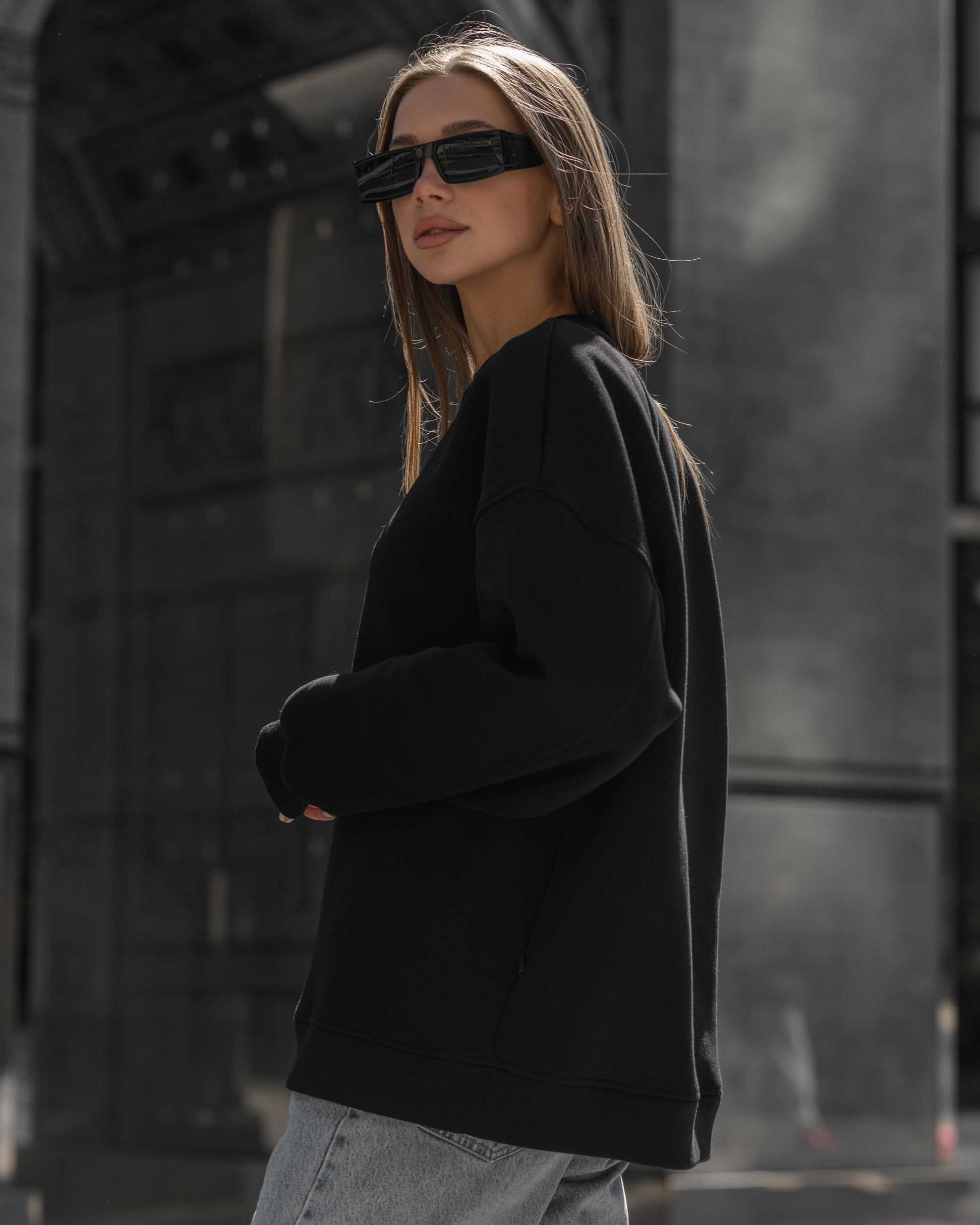Damska bluza Staff vi black oversize fleece