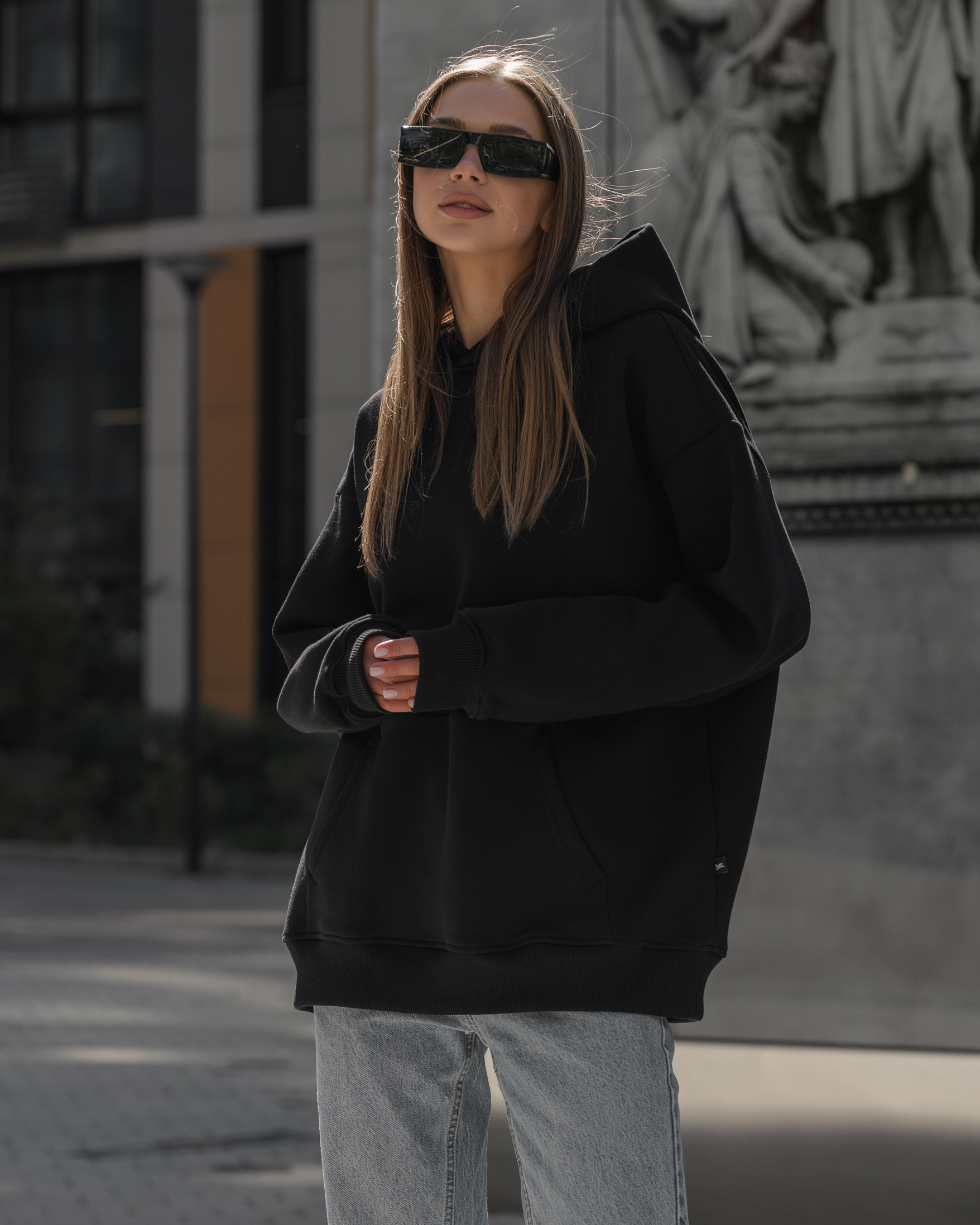 Damska bluza Staff black oversize fleece