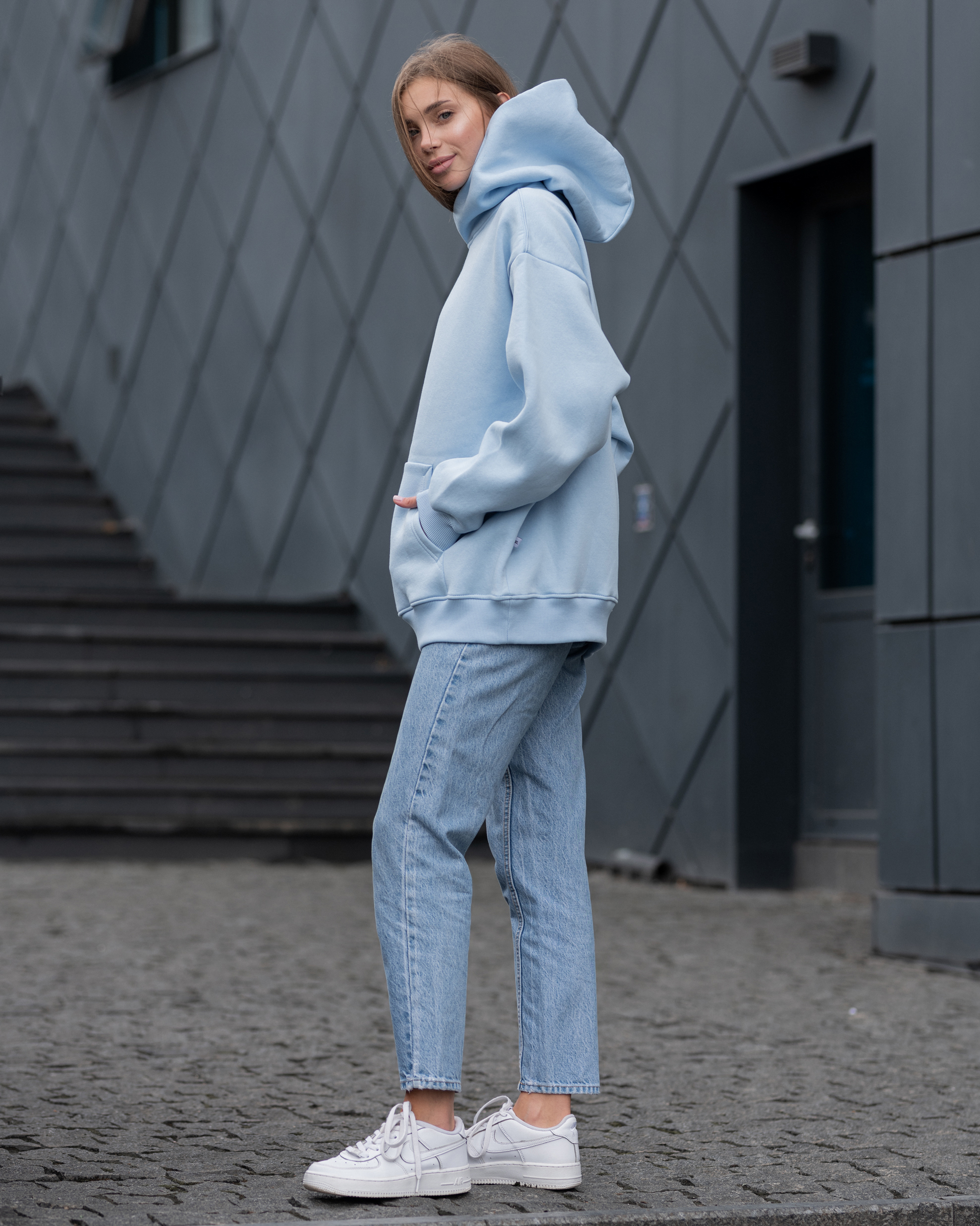 Damska bluza Staff light blue oversize fleece