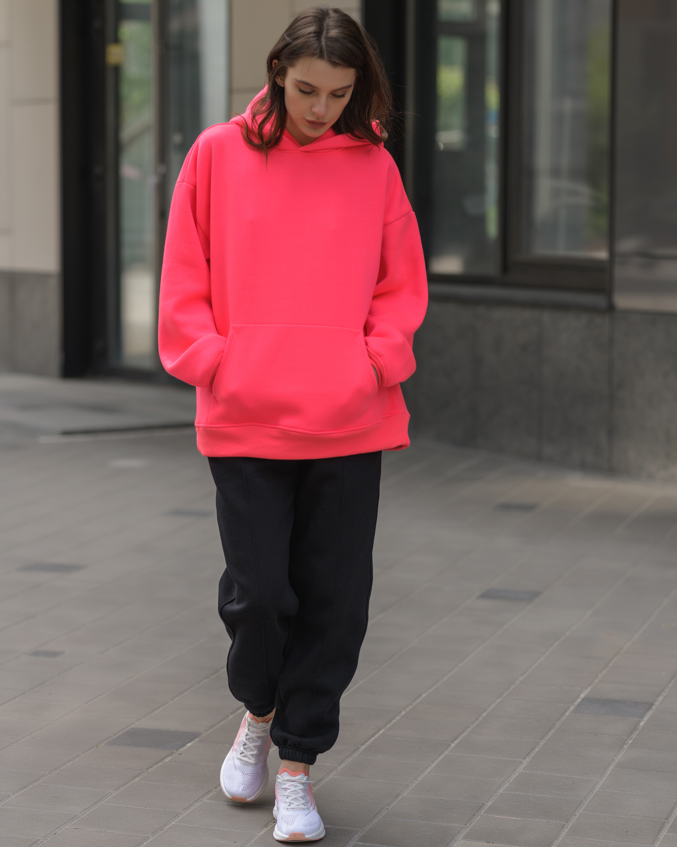 Damska bluza Staff deep pink oversize fleece