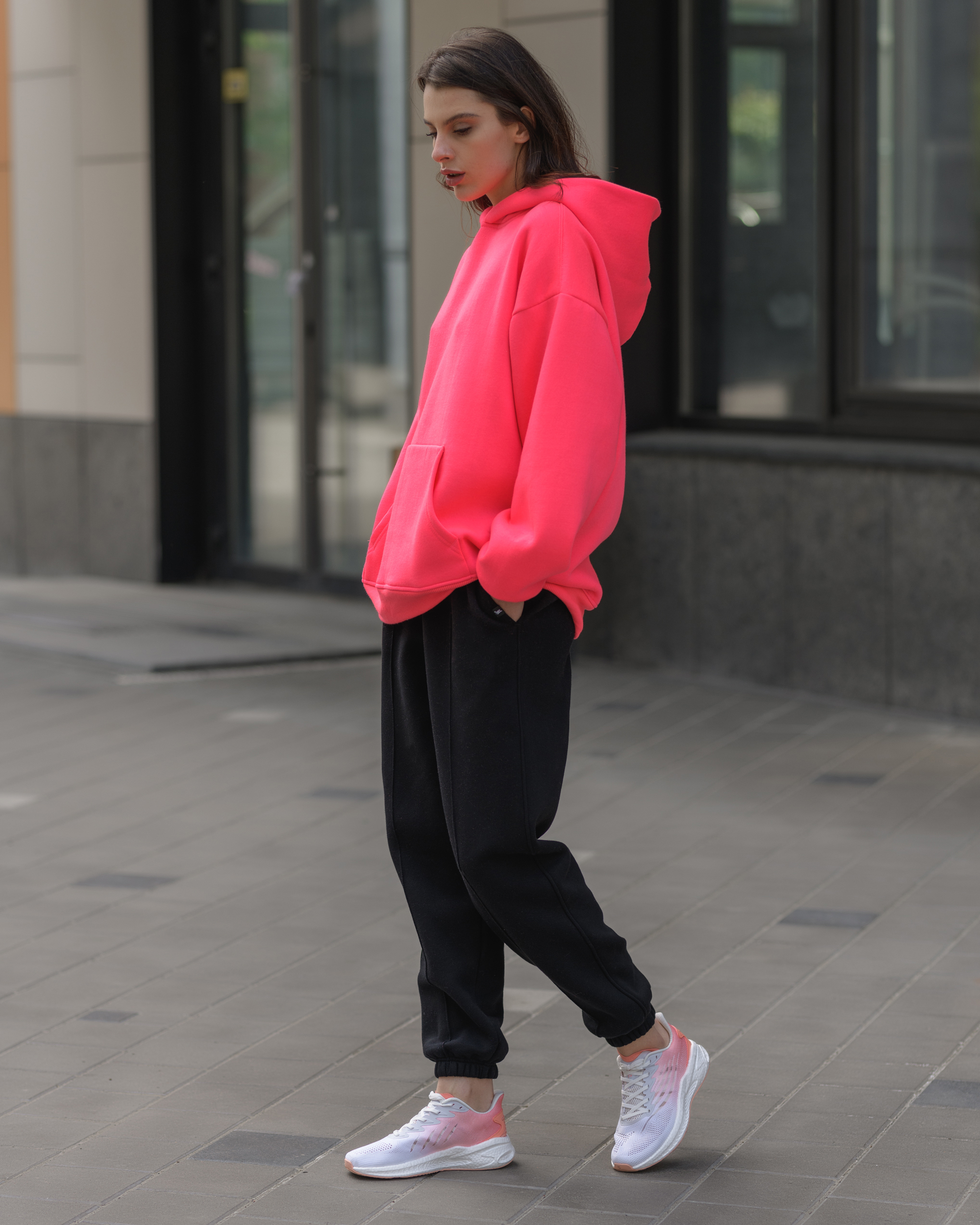 Damska bluza Staff deep pink oversize fleece
