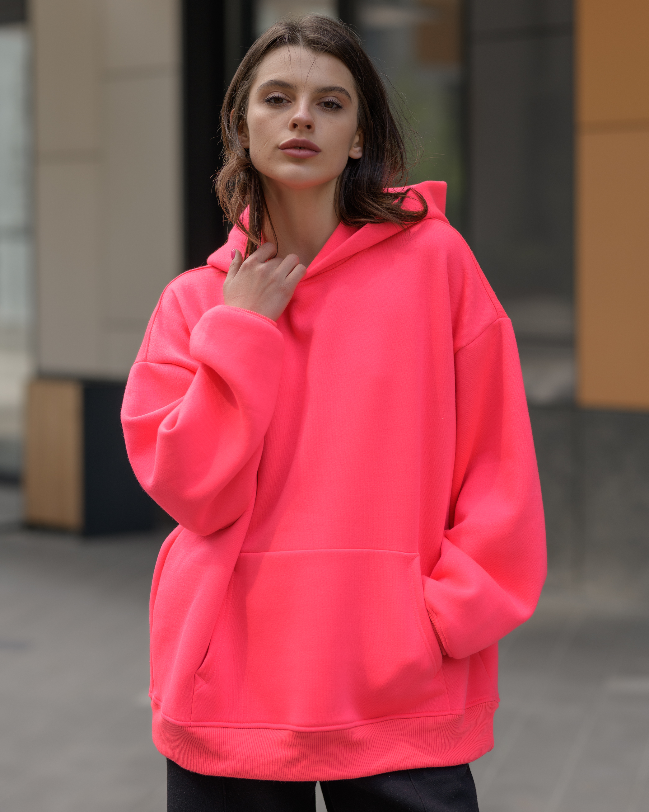 Damska bluza Staff deep pink oversize fleece