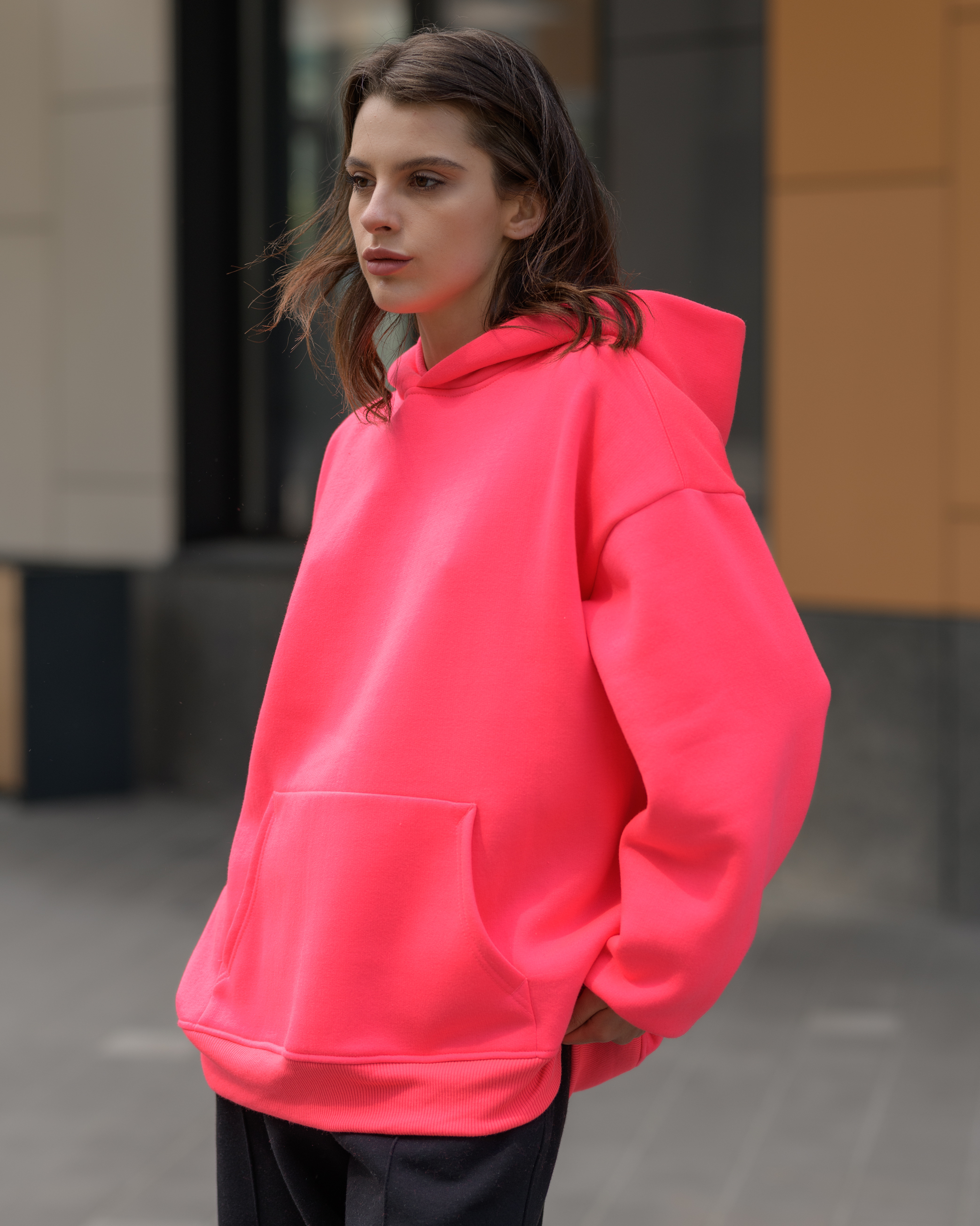 Damska bluza Staff deep pink oversize fleece
