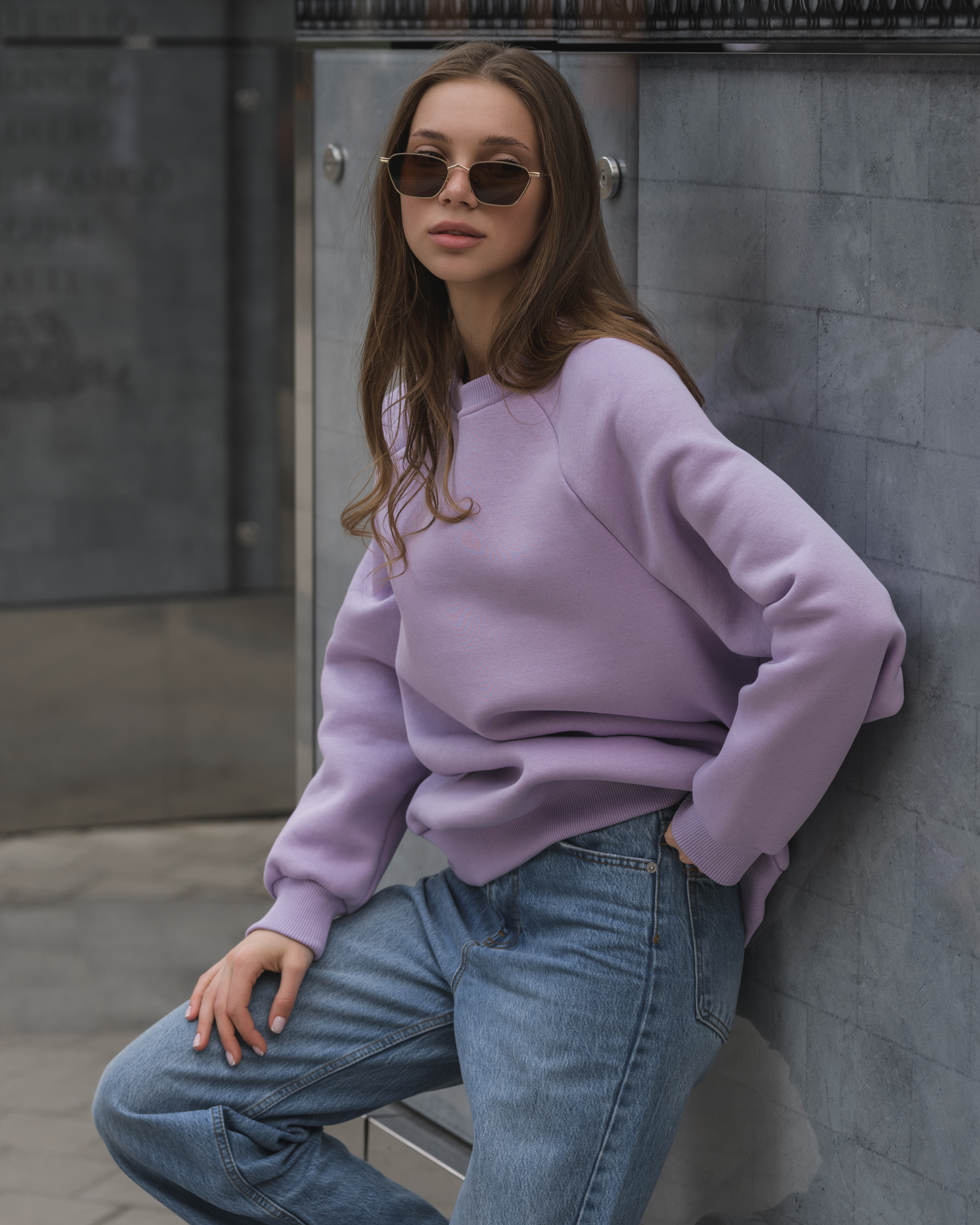 Damska bluza Staff violet oversize fleece