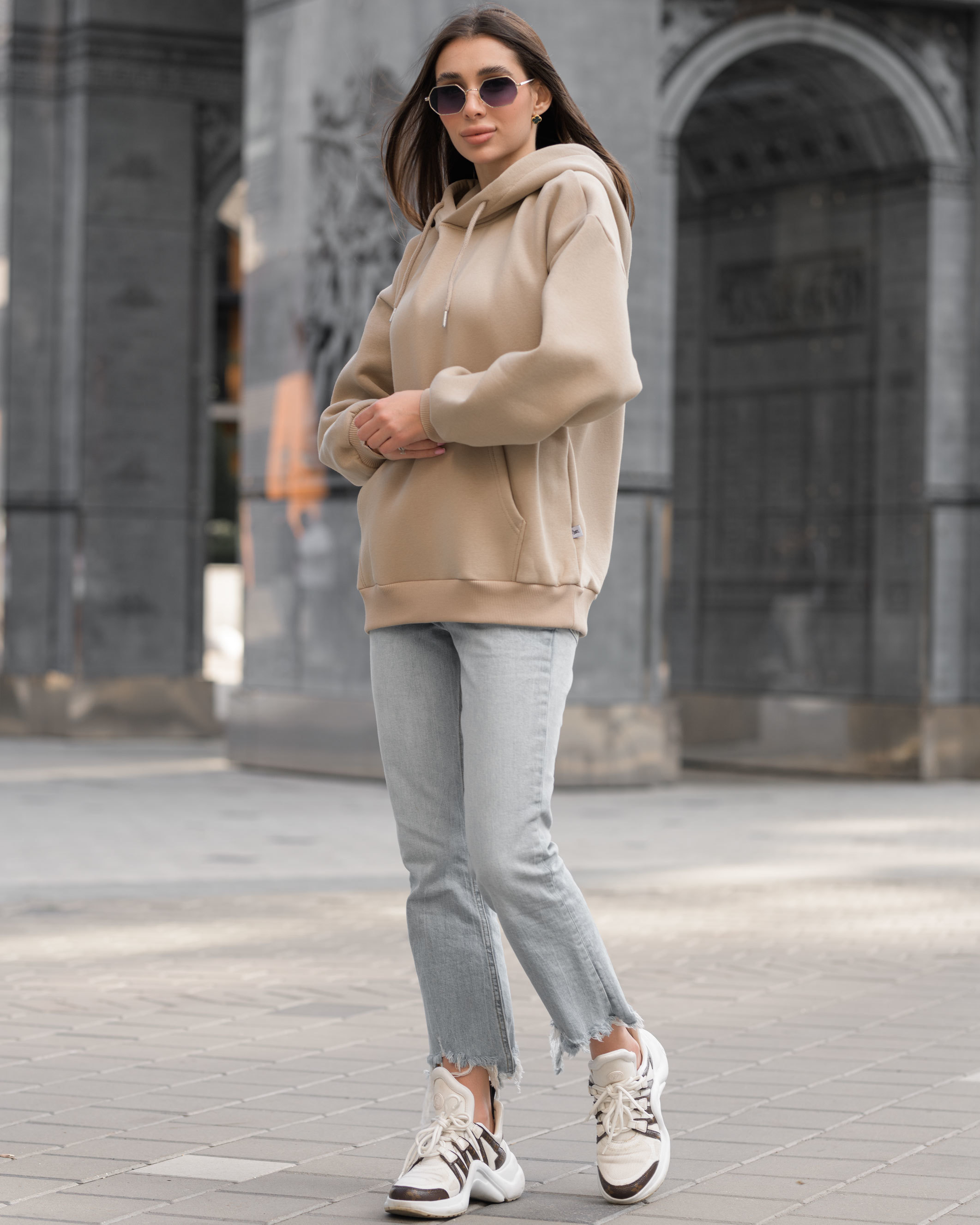 Damska bluza Staff basic light brown oversize fleece