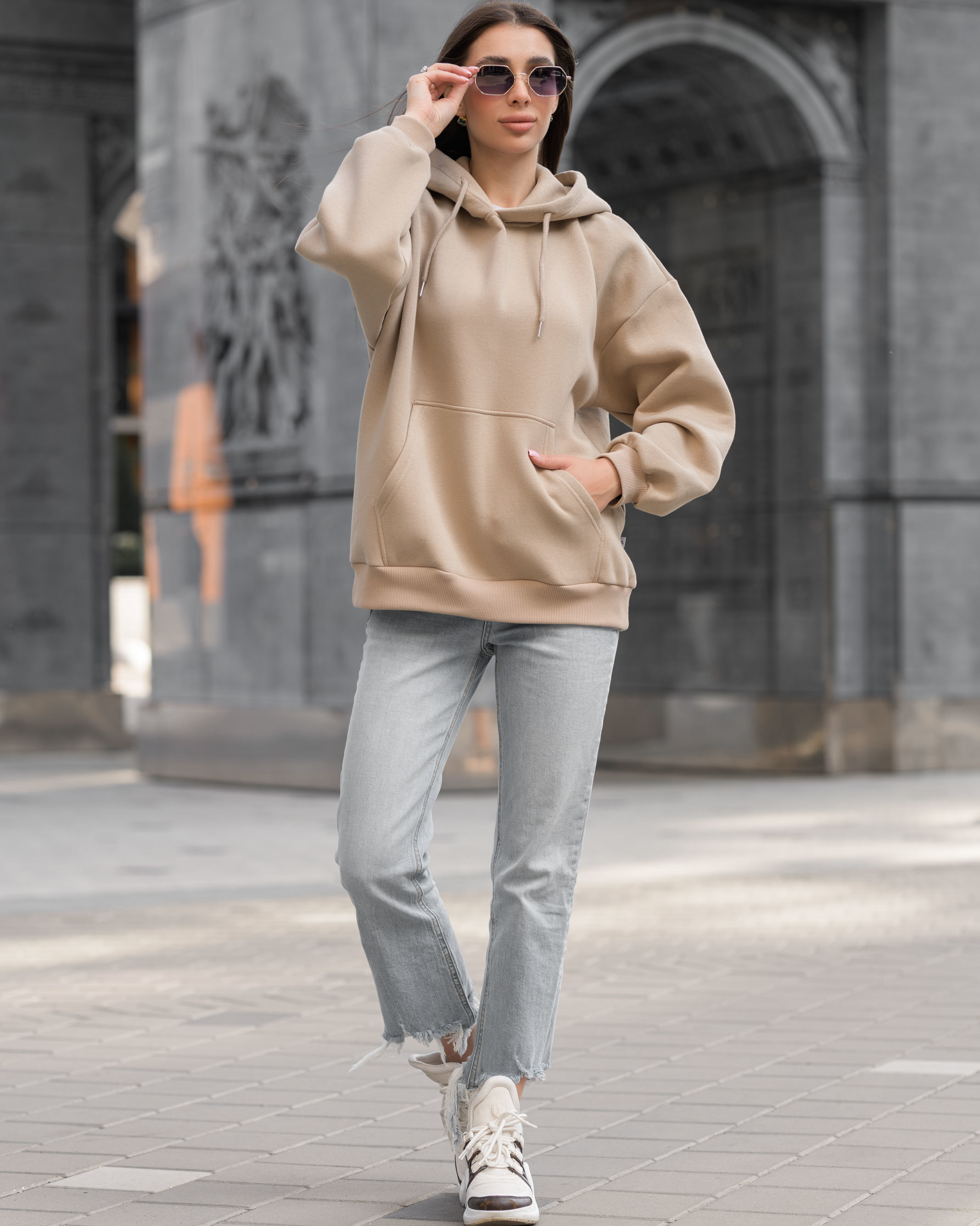 Damska bluza Staff basic light brown oversize fleece