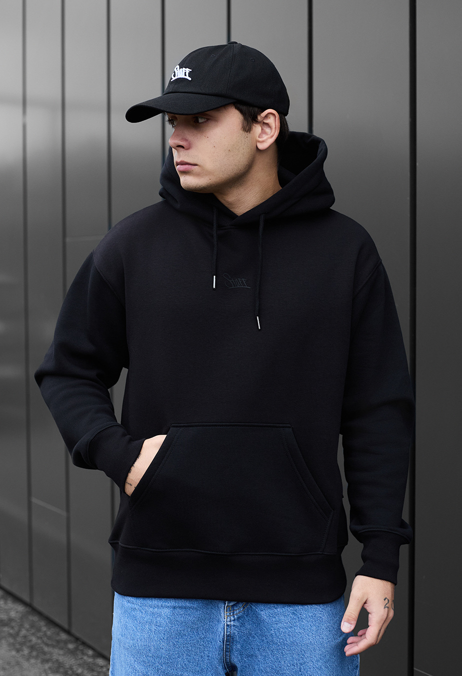 Bluza z kapturem Staff black logo oversize fleece