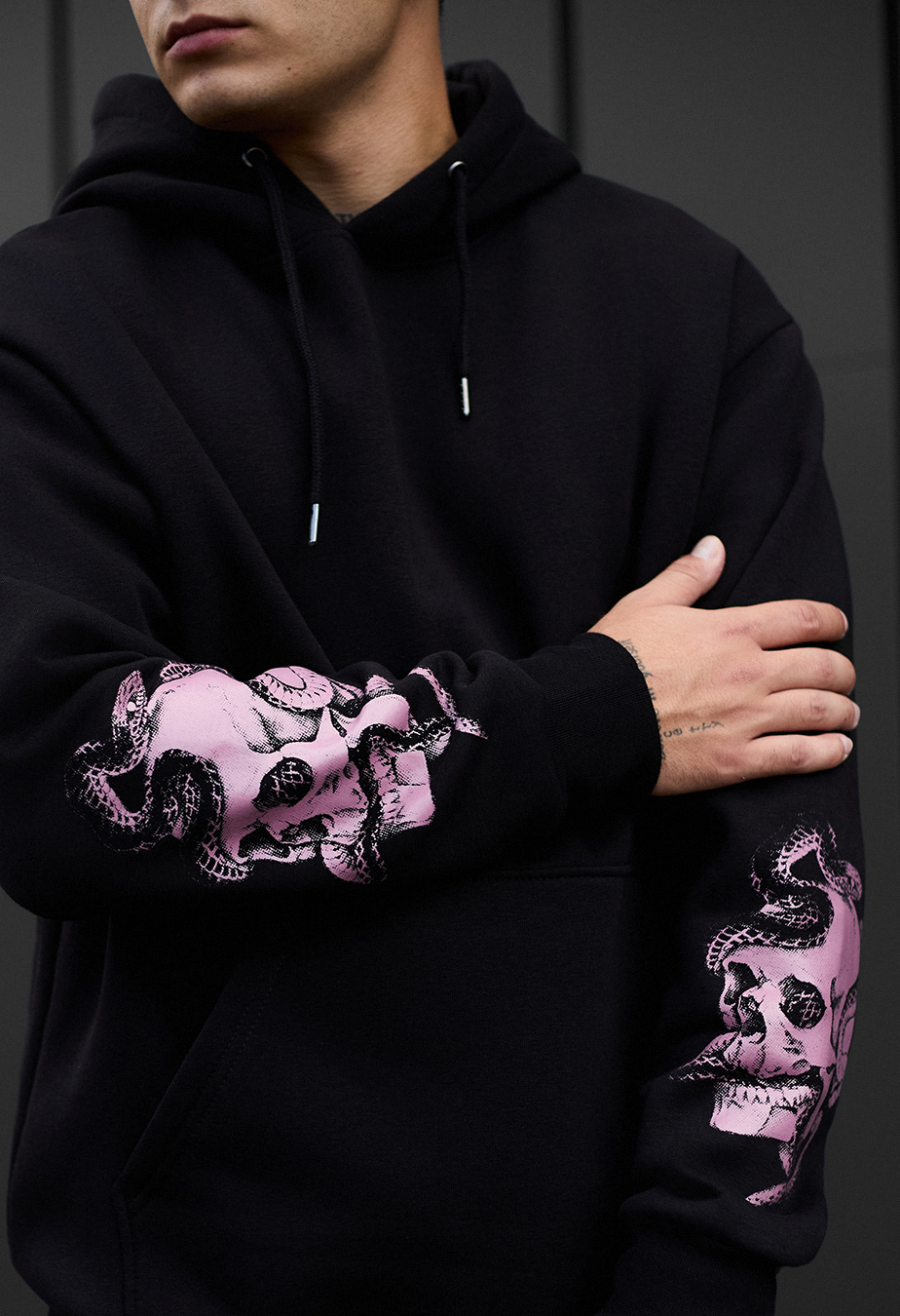 Bluza z kapturem Staff skull & snake oversize fleece