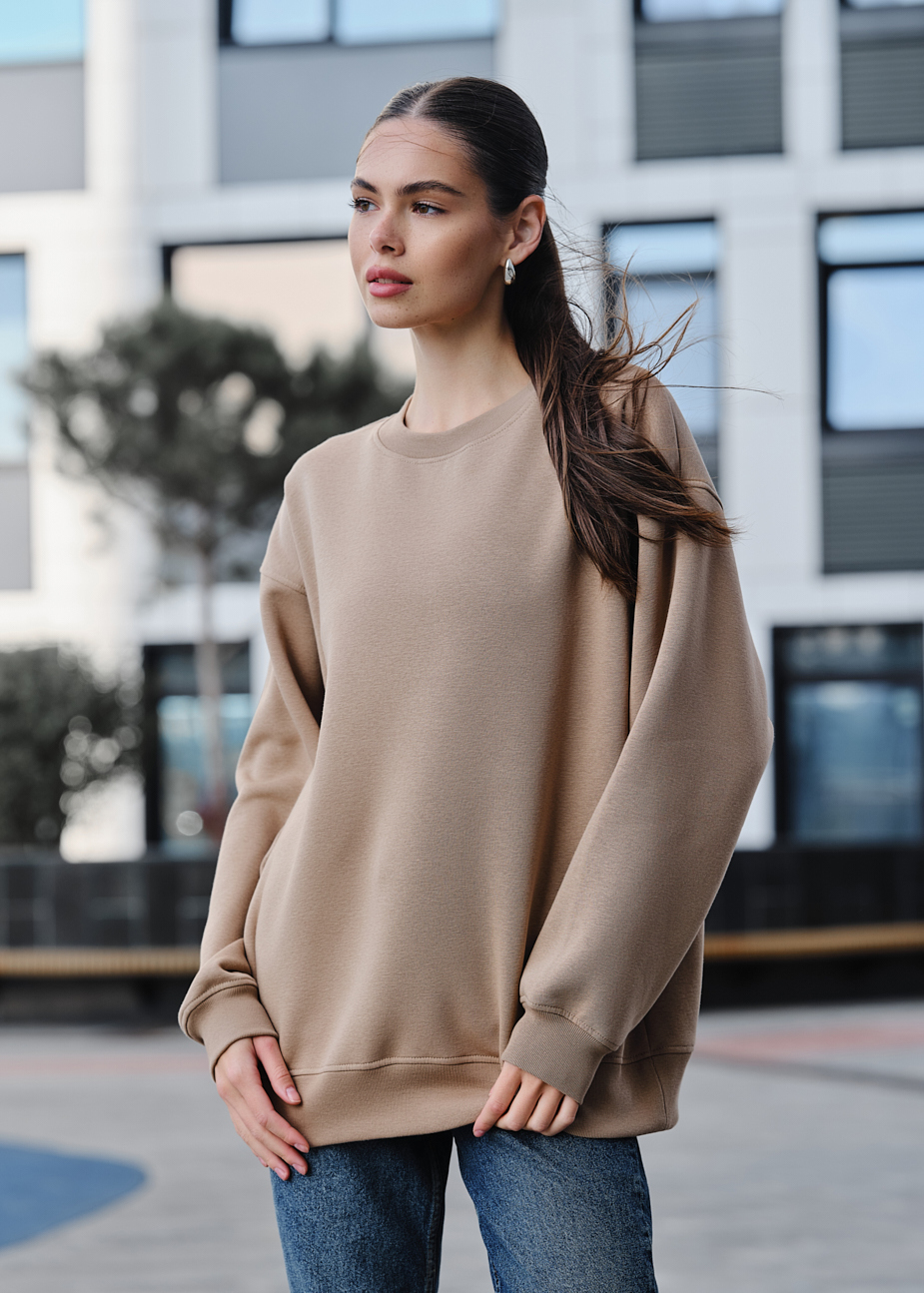 Bluza damska Staff fa beige oversize fleece