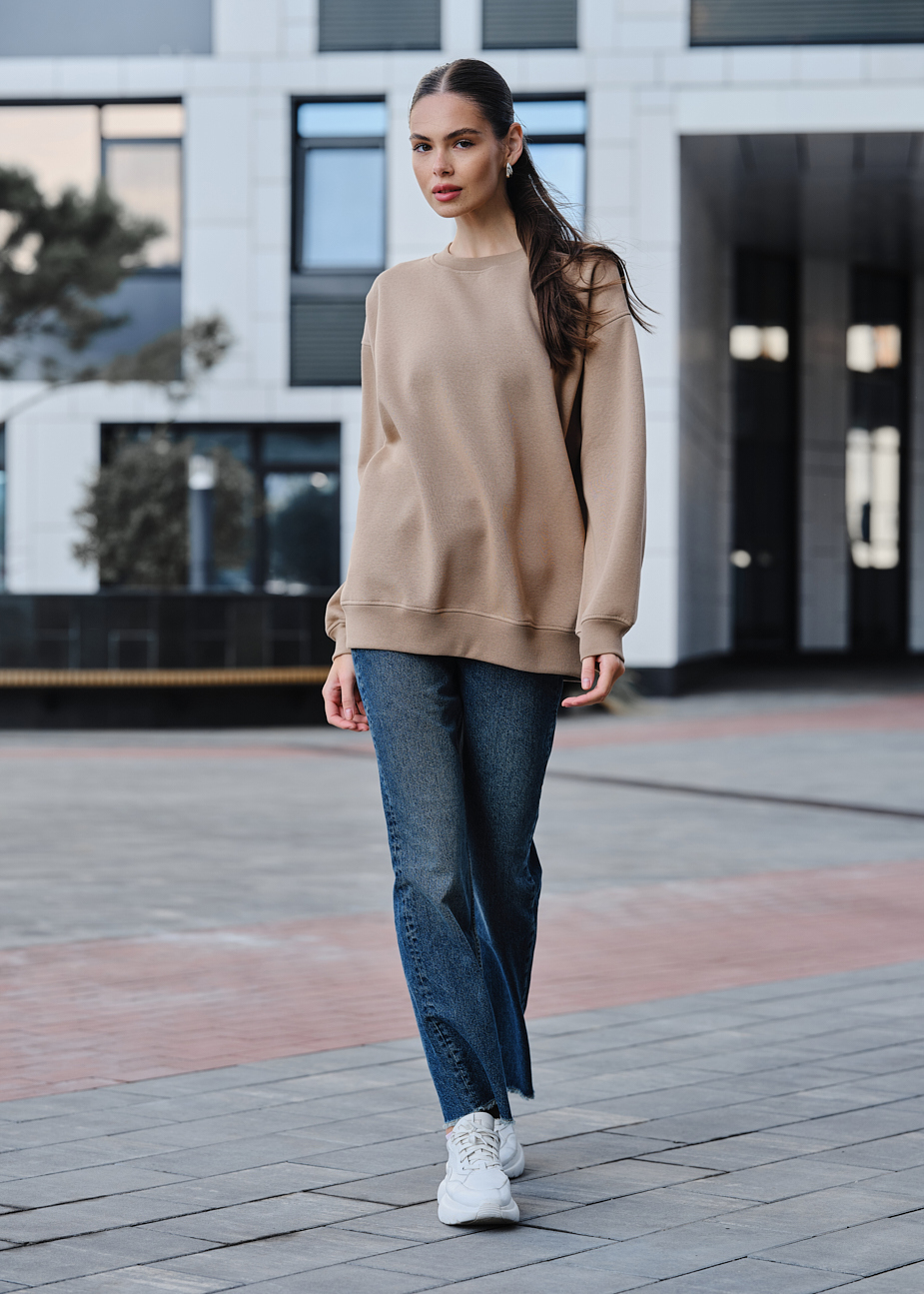 Bluza damska Staff fa beige oversize fleece