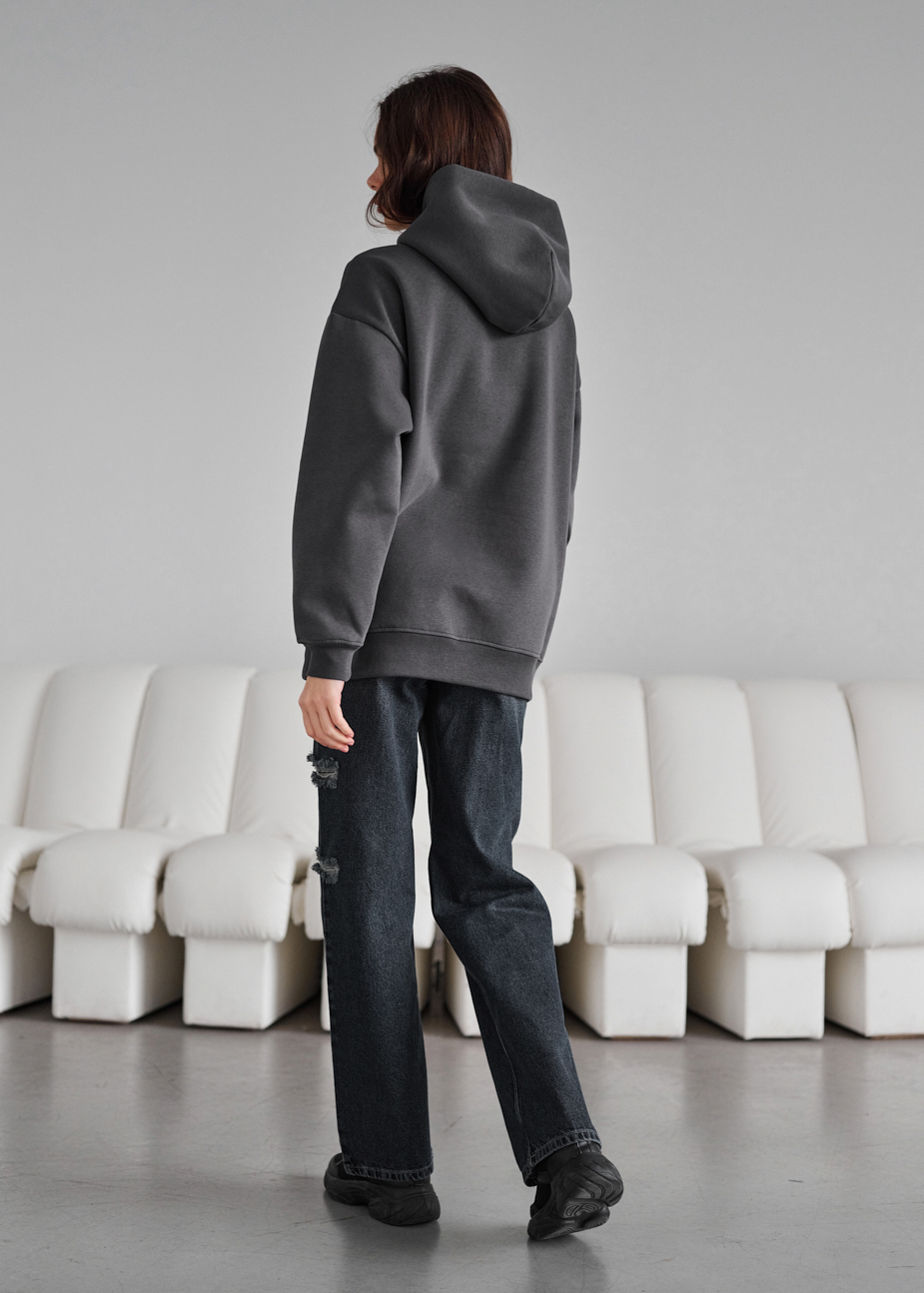 Bluza z kapturem Staff gray oversize fleece