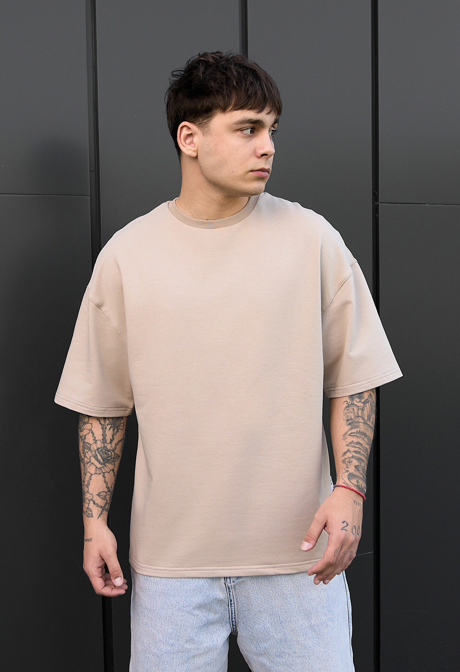 Koszulka Staff beige oversize premium