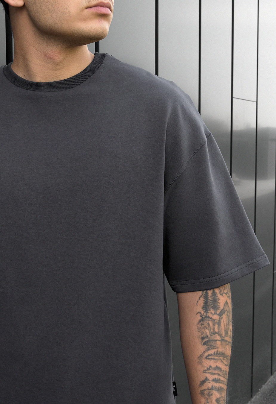 Koszulka Staff dark gray oversize premium