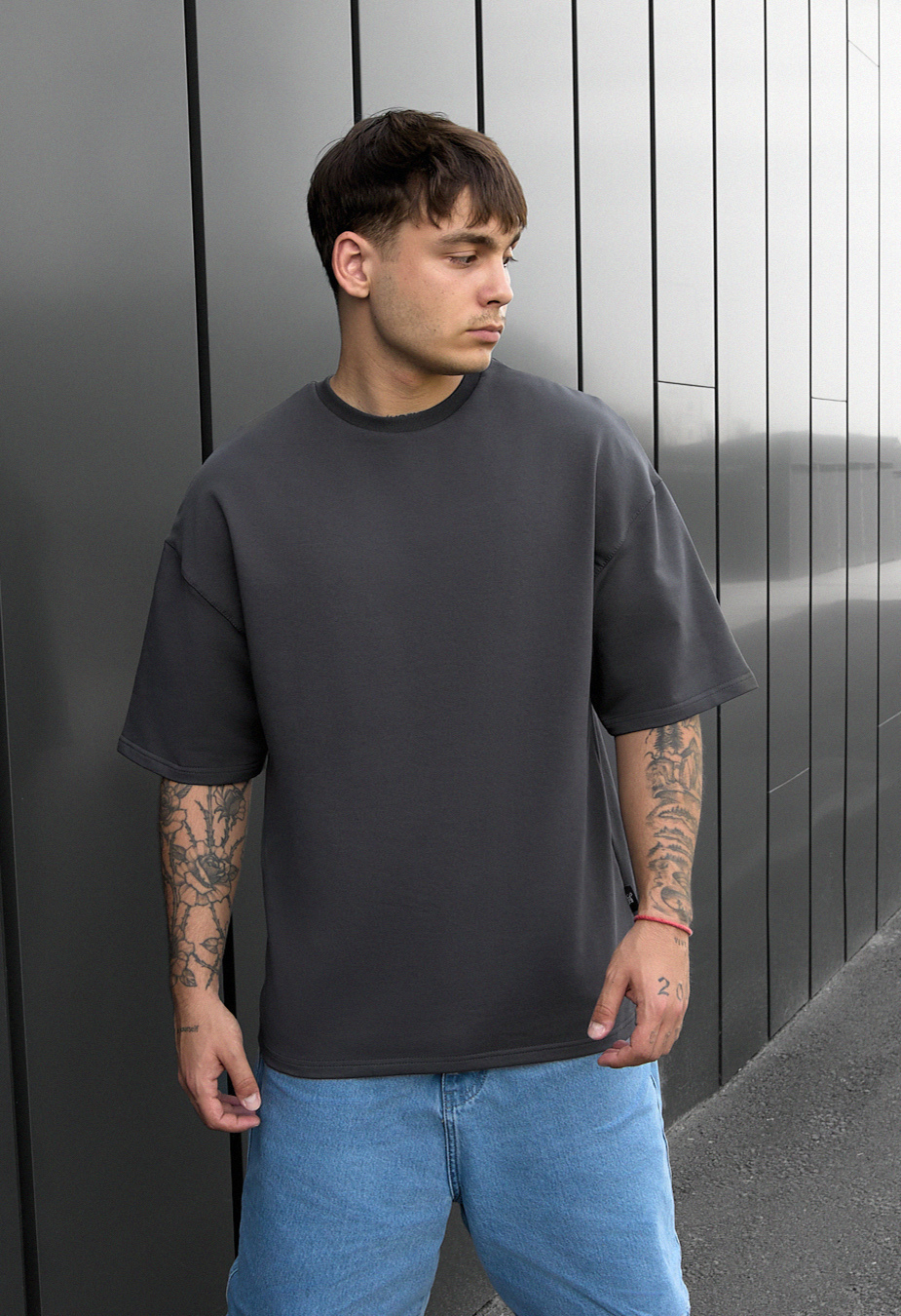 Koszulka Staff dark gray oversize premium