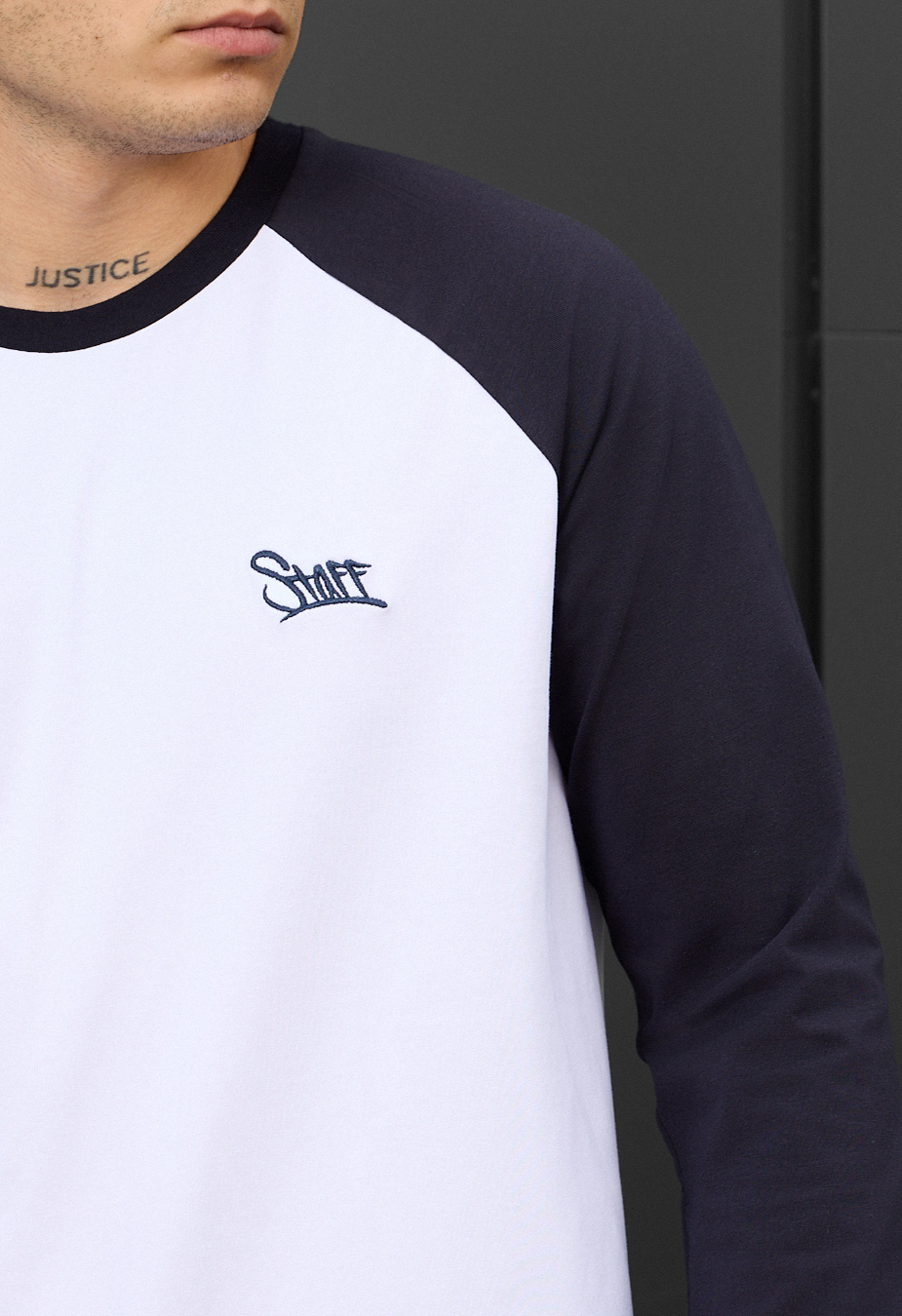 Longsleeve Staff white & navy logo