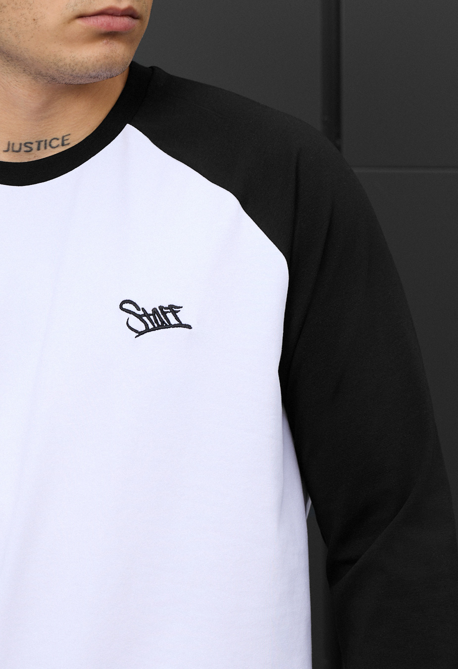 Longsleeve Staff white & black logo