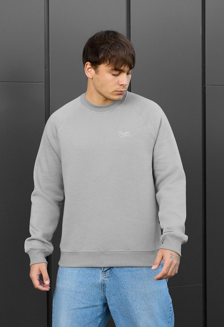 Bluza Staff light gray logo fleece