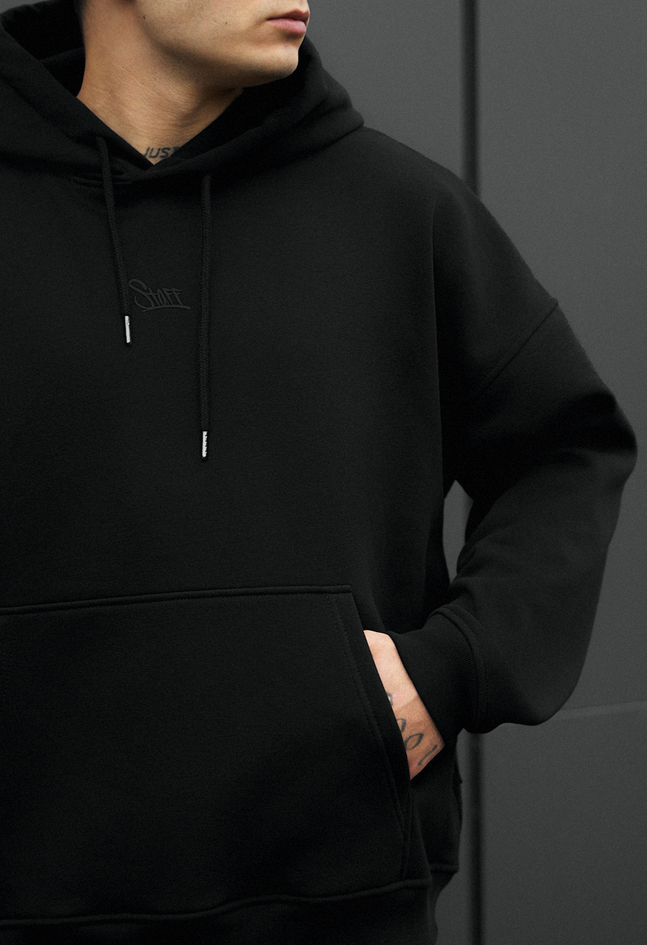 Bluza Staff logo black oversize fleece