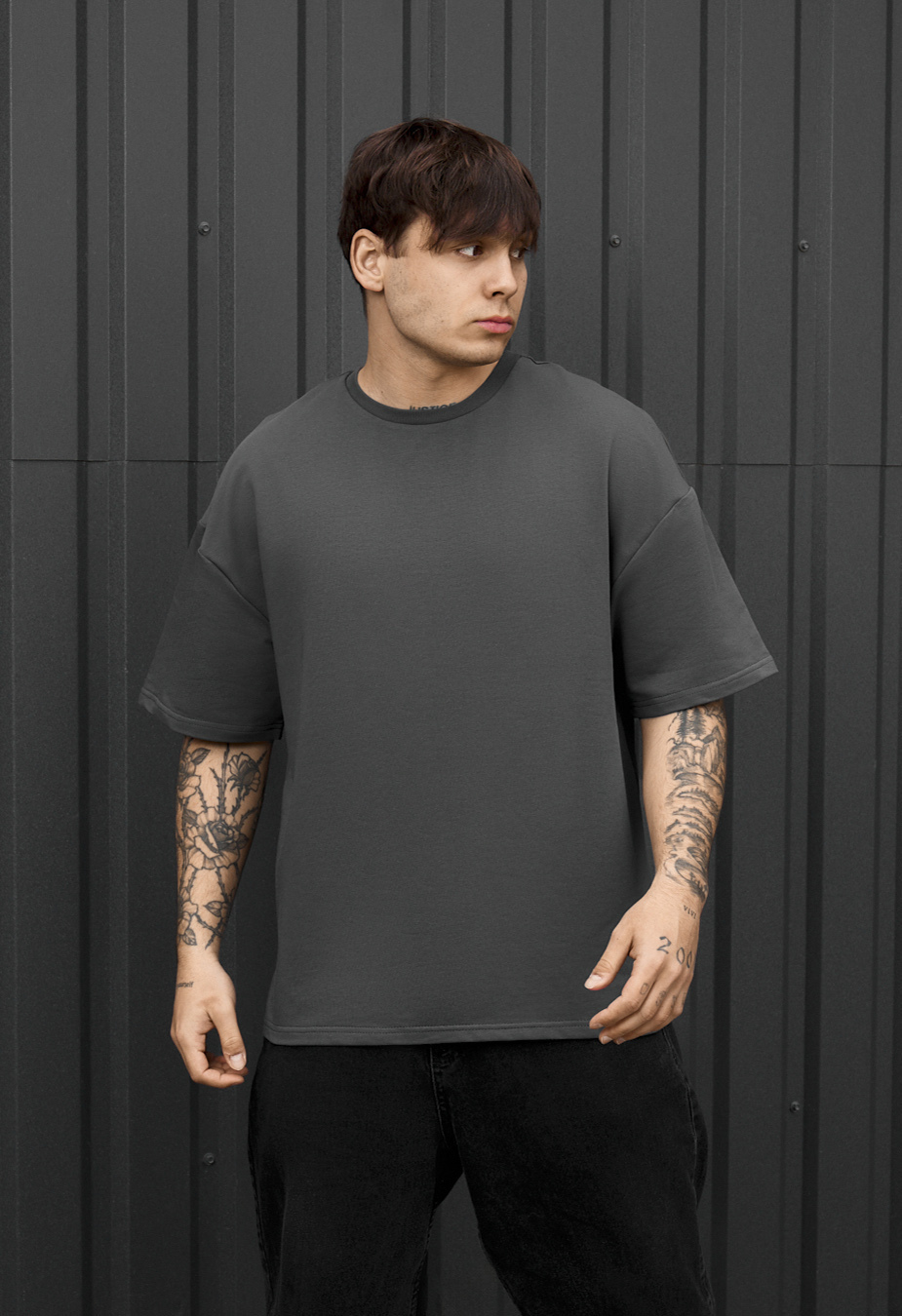 Koszulka Staff dark gray oversize premium