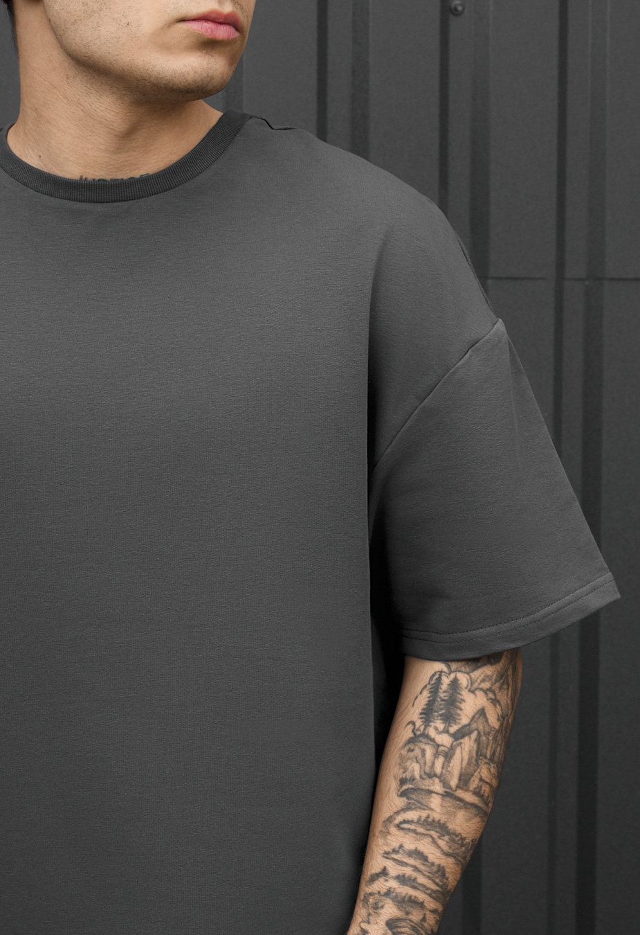 Koszulka Staff dark gray oversize premium