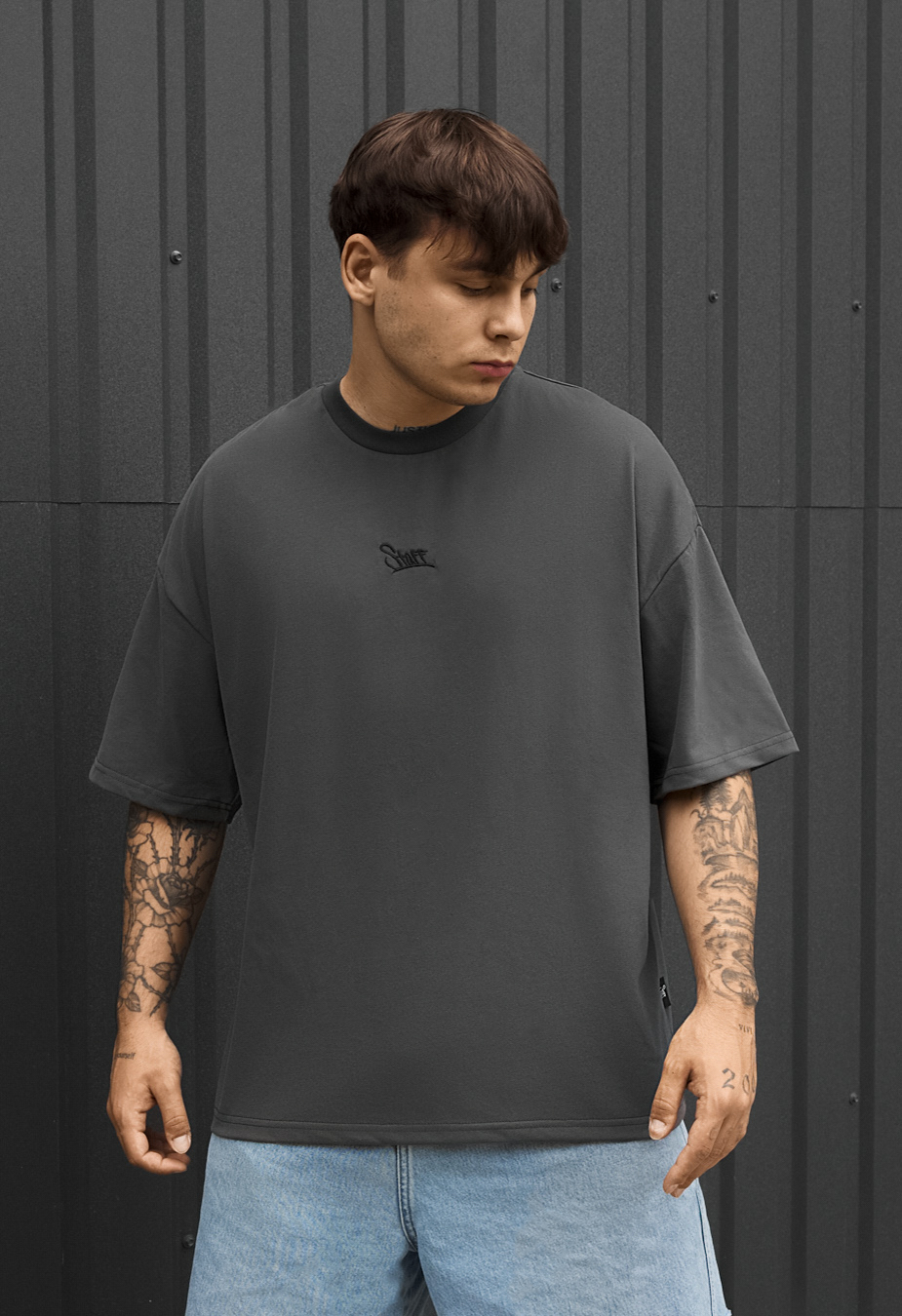 Koszulka Staff logo dark gray oversize