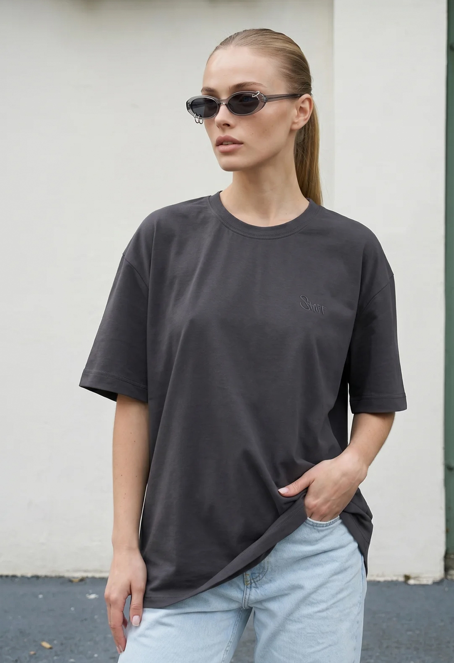 Koszulka Staff logo dark gray oversize