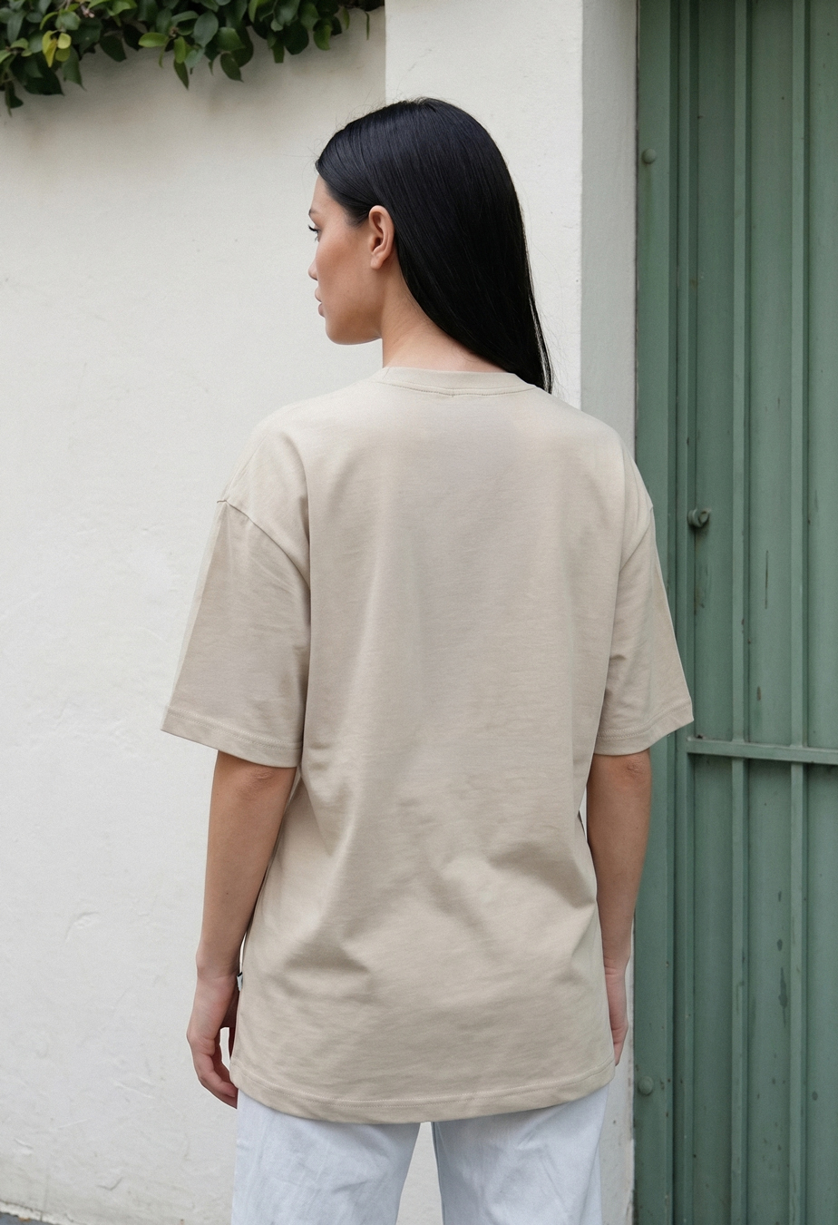 Koszulka Staff logo light beige oversize