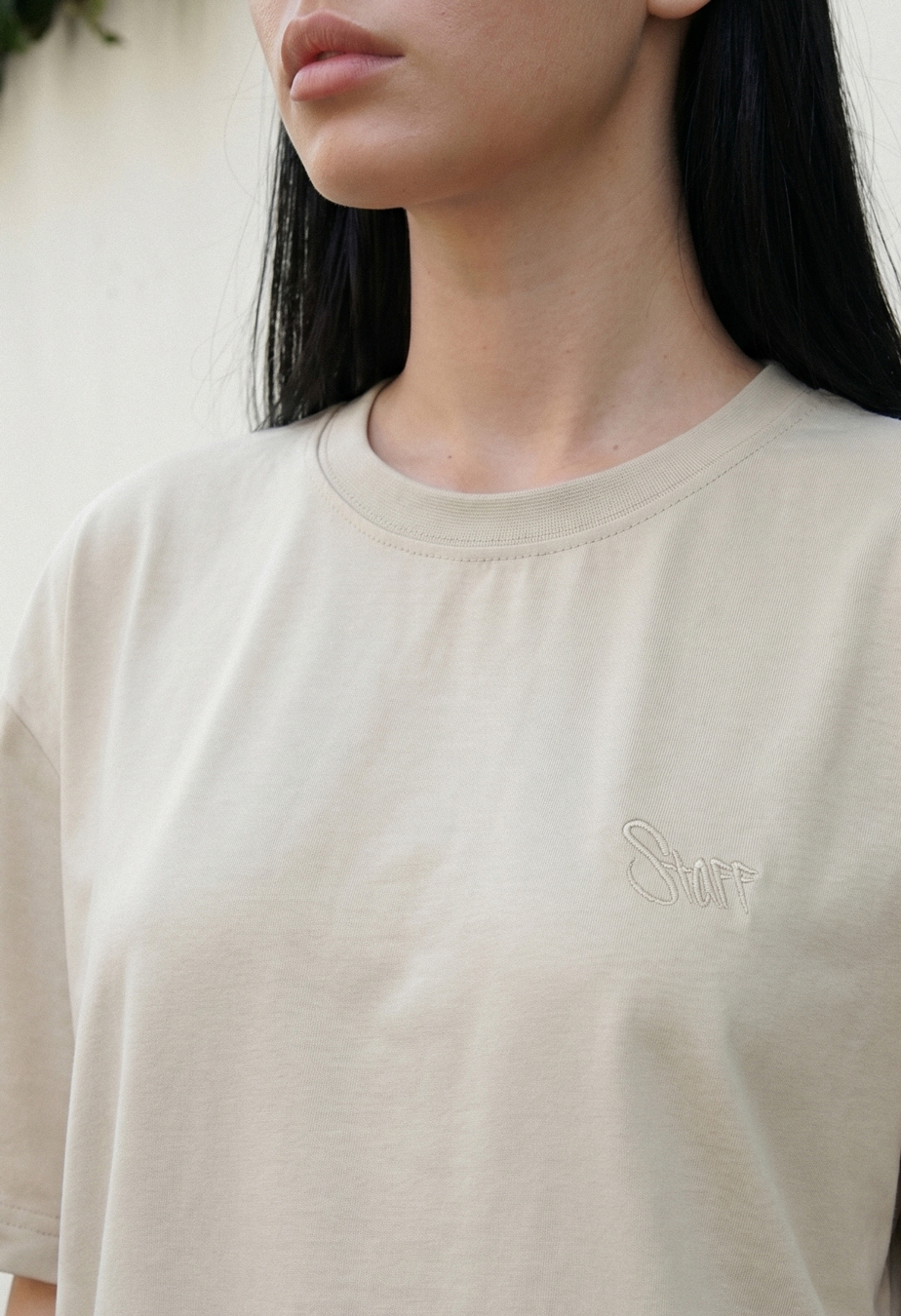 Koszulka Staff logo light beige oversize