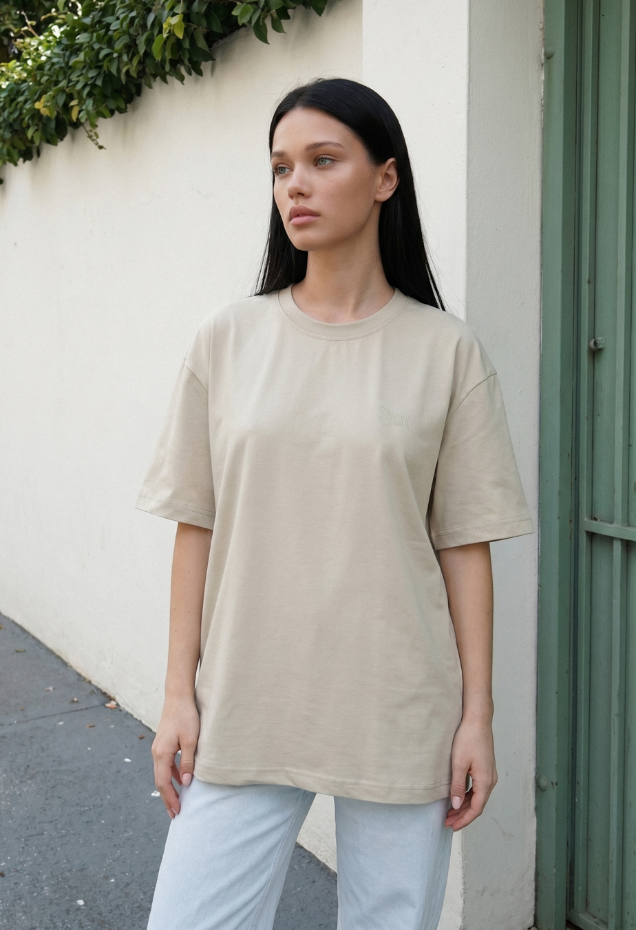 Koszulka Staff logo light beige oversize