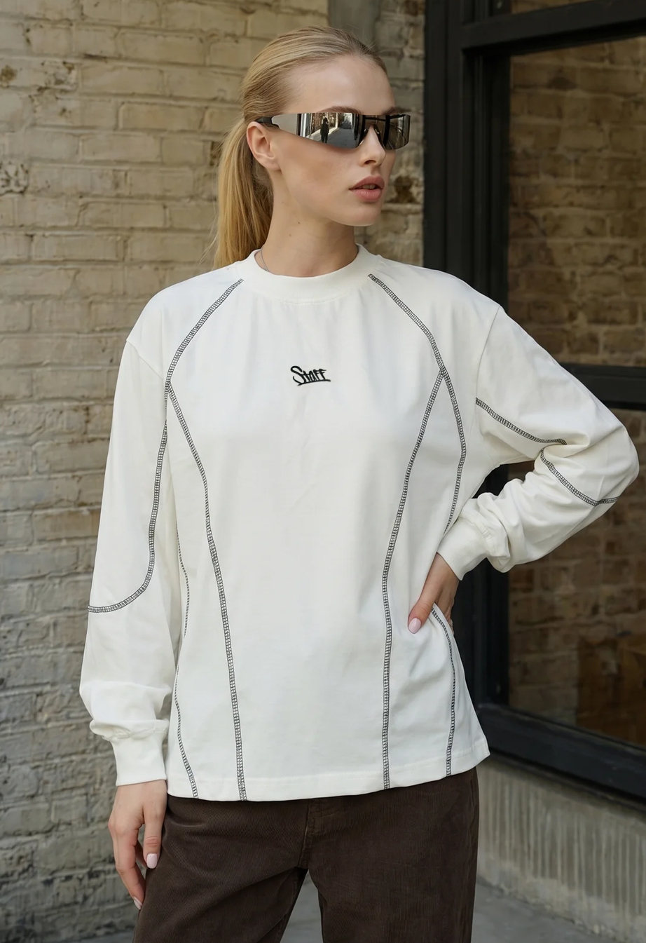 Longsleeve Staff fil logo white