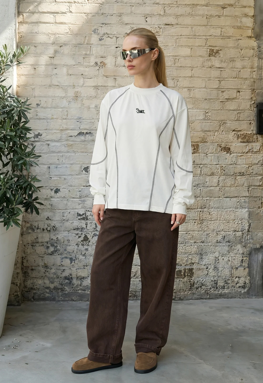 Longsleeve Staff fil logo white