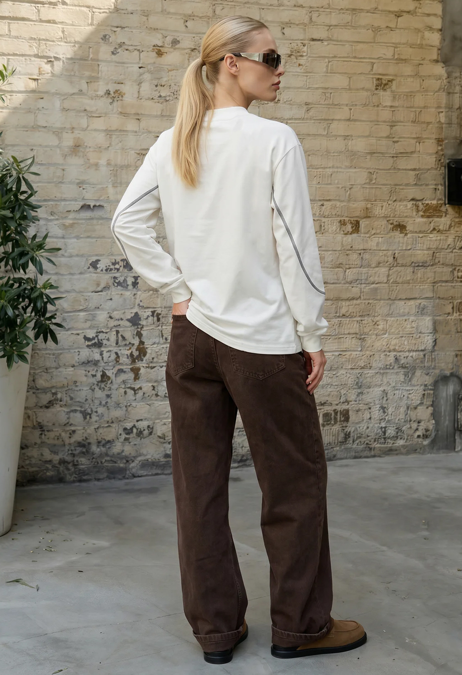 Longsleeve Staff fil logo white