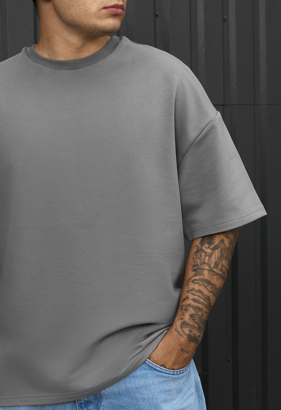 Koszulka Staff gray oversize premium
