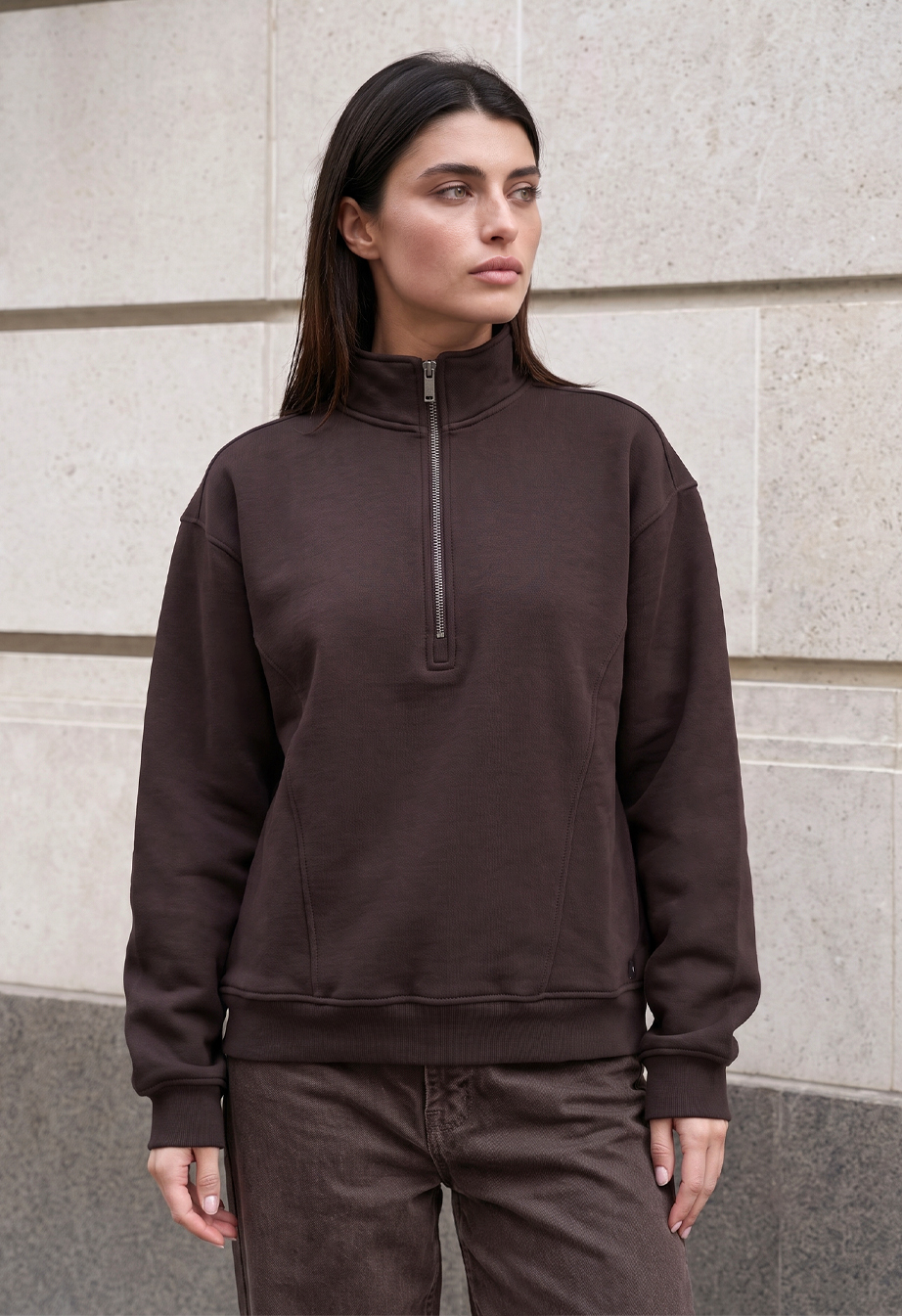 Olimpijka Staff jun brown oversize fleece