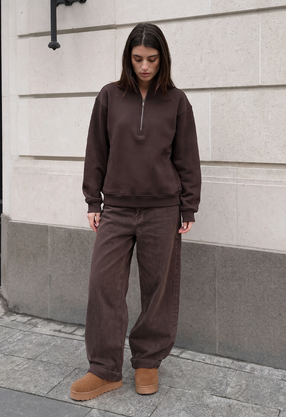 Olimpijka Staff jun brown oversize fleece