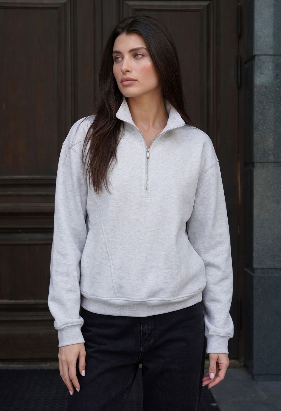 Olimpijka Staff jun gray melange oversize fleece