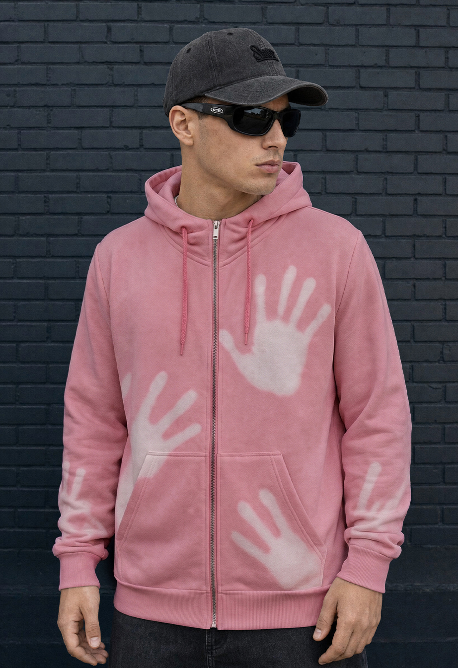 Bluza Staff zip pink & white thermochromic