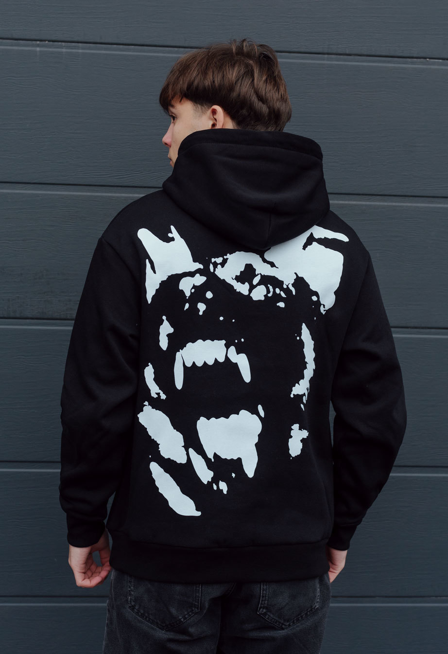 Bluza z kapturem Staff dog face oversize fleece