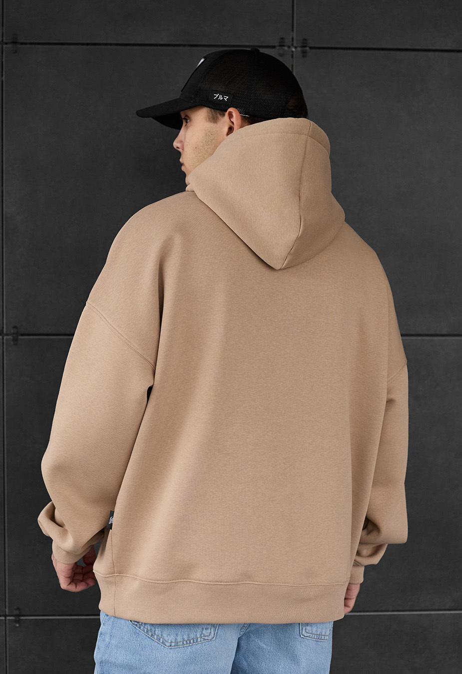 Bluza z kapturem Staff light brown basic oversize fleece